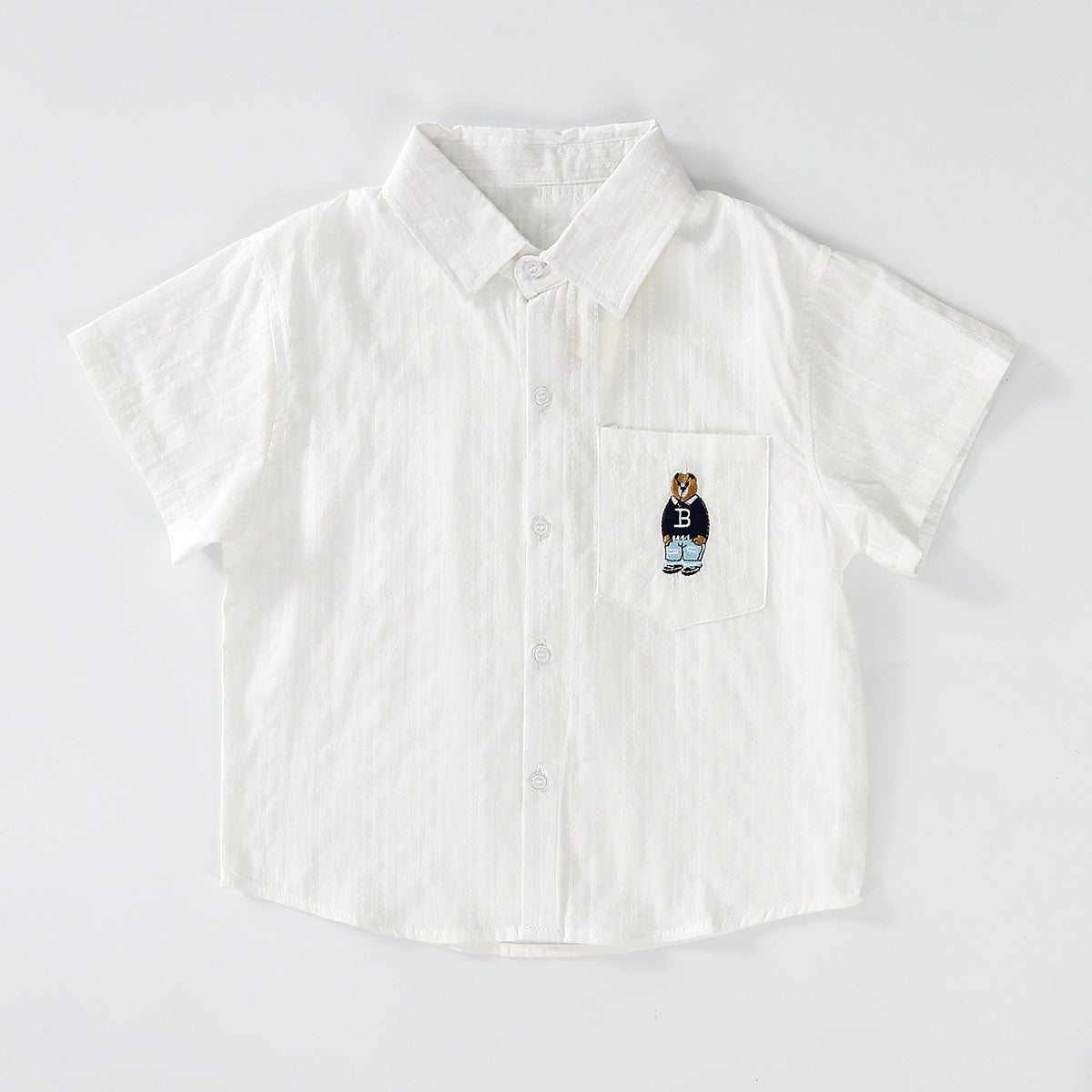 Bear Embroidery Short Sleeve Shirt