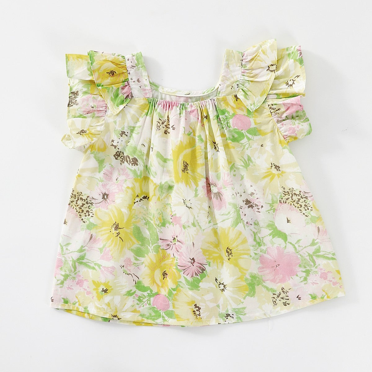 Floral Print Flutter Sleeve Blouse