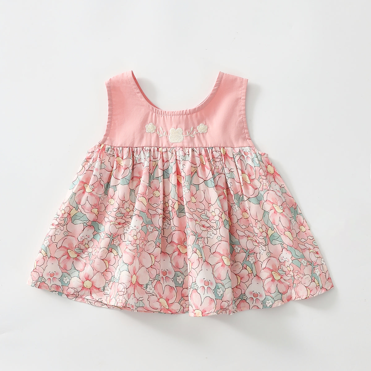 Girls Pink Rabbit Floral Vest Blouse