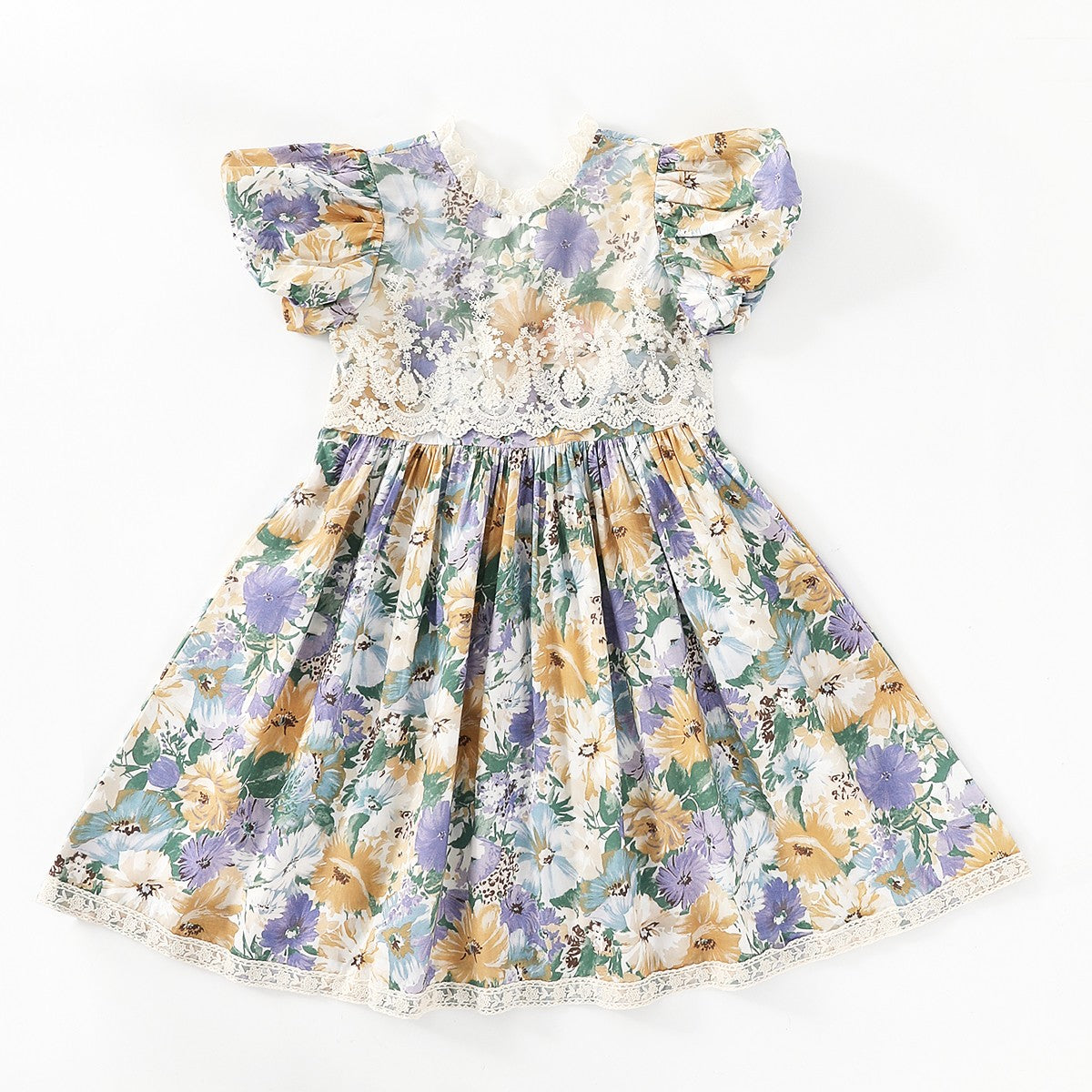 فستان دانتيل حلو بأكمام منفوخة