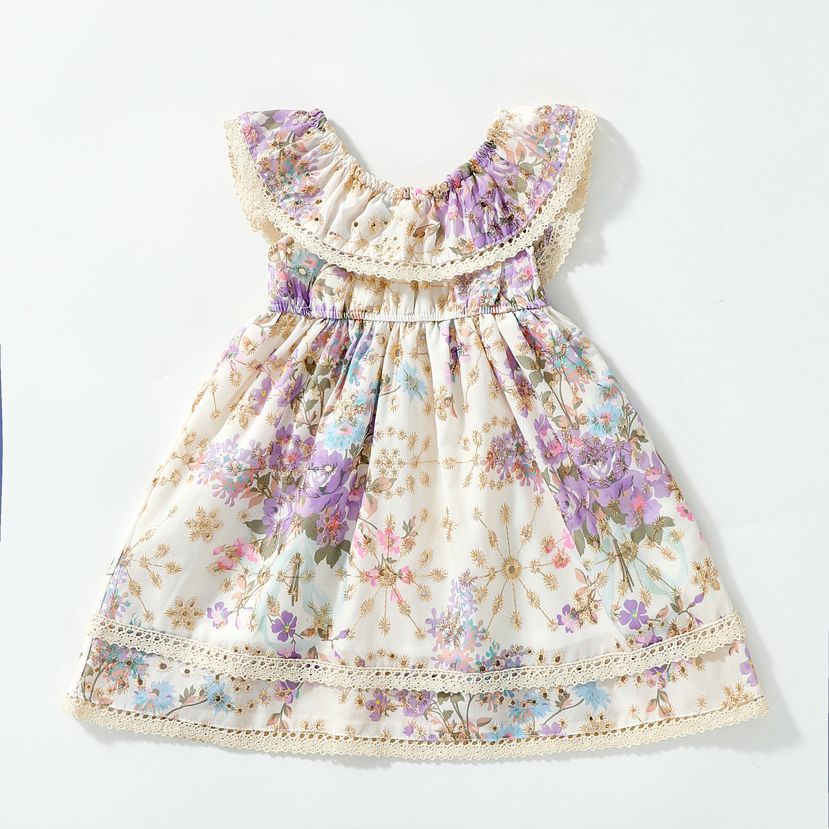 فستان بناتي مطبوع بدون أكمام