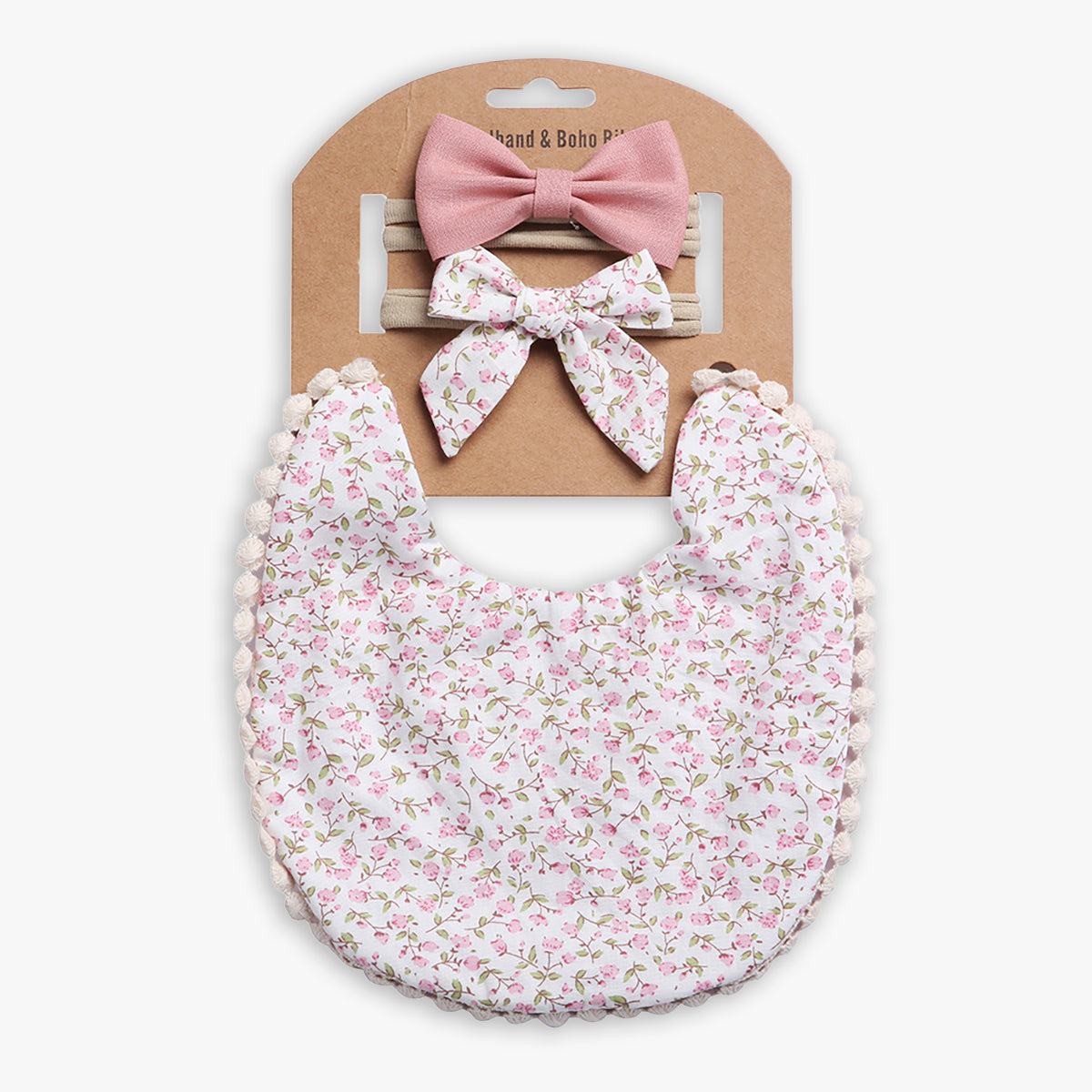 Linen Cotton Baby Bib & Headband Set