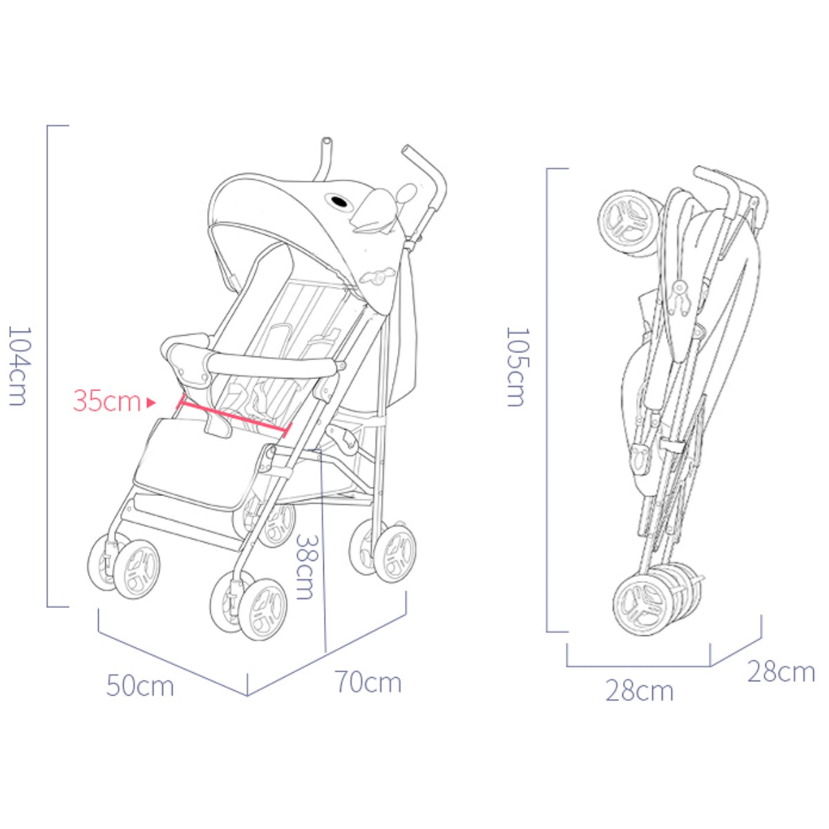 Lightweight foldable baby stroller sit and lie position simple design with shock absorption