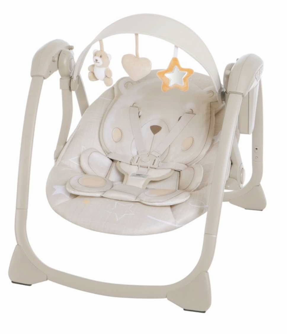 Baby Soothing Swing with Plush Bear Seat-Beige