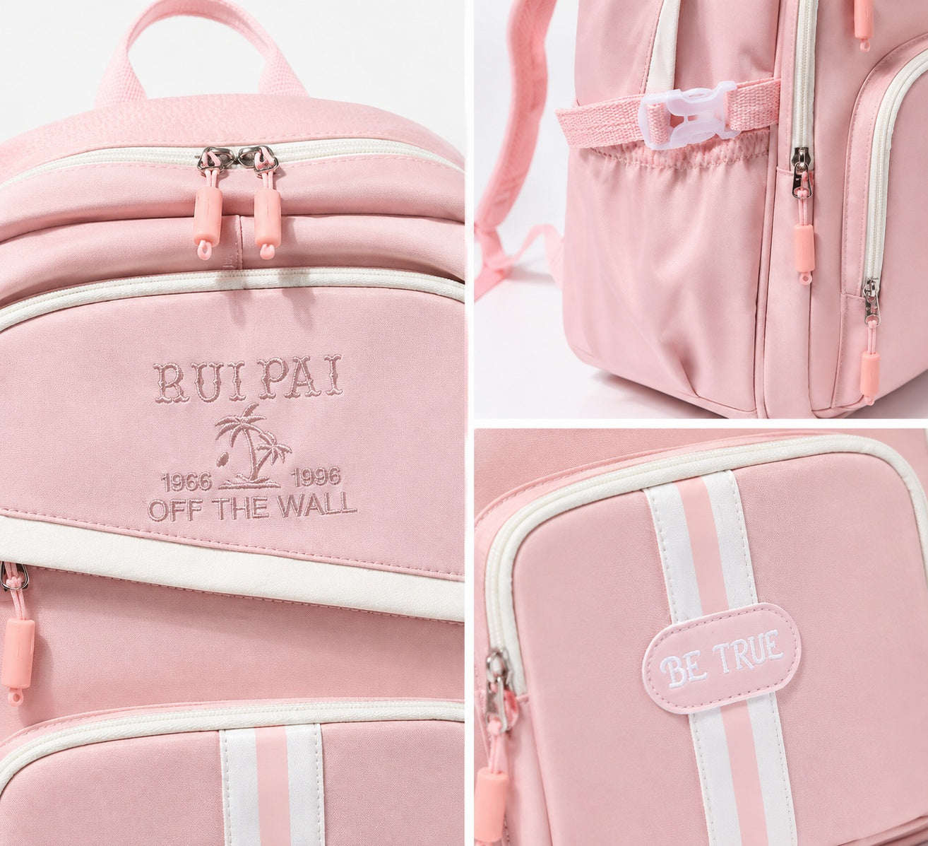 Hibobi Pink Backpack for Girls, Multi-Compartment School Bag with Front Pockets - image 2