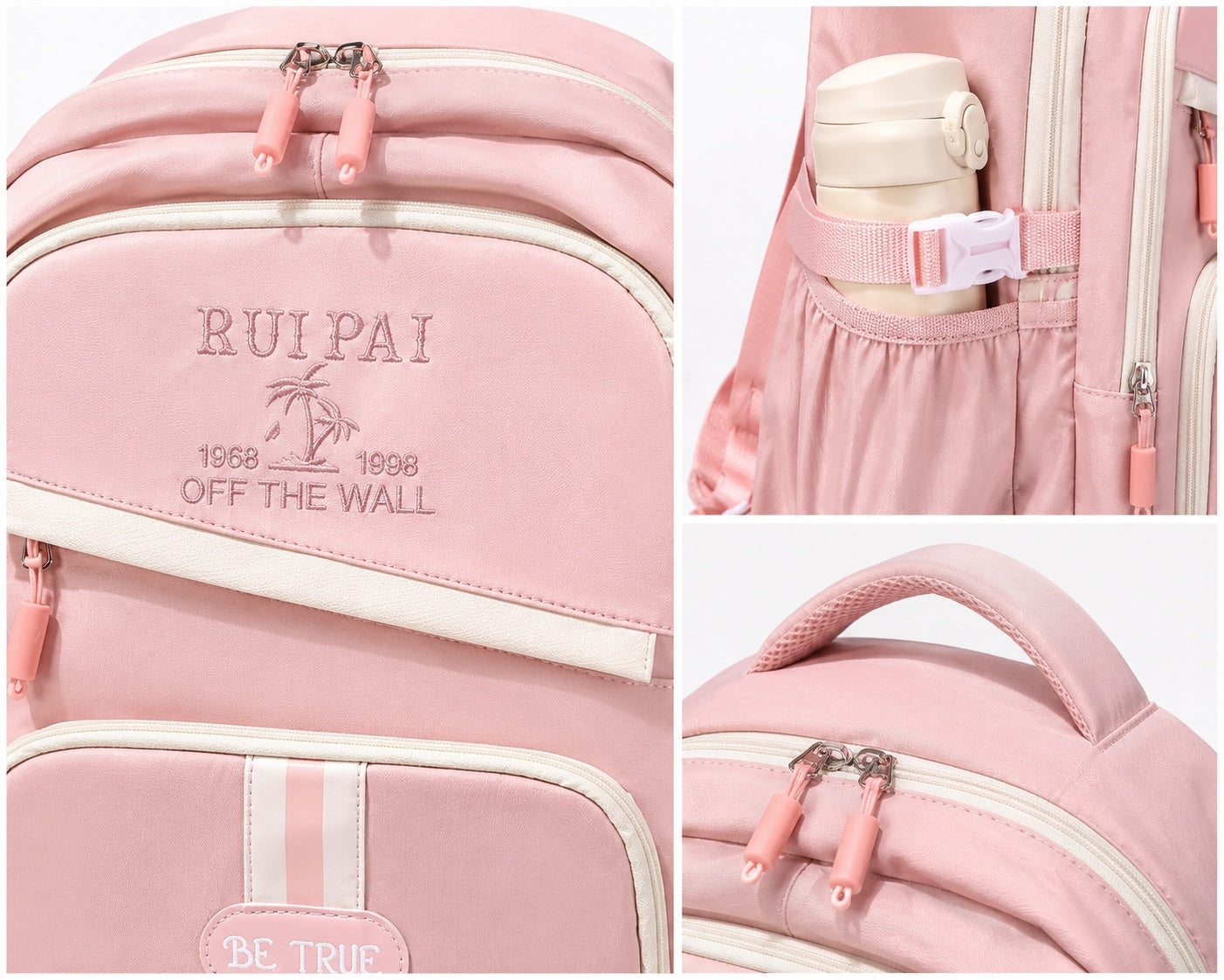 Hibobi Pink Backpack for Girls, Multi-Compartment School Bag with Front Pockets - image 3