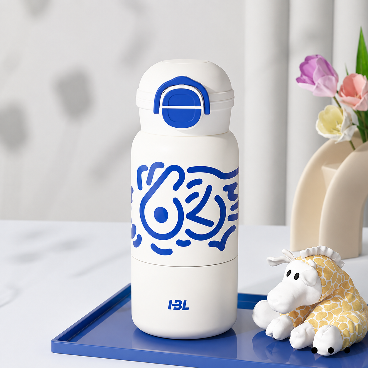 Kids Insulated Water Bottle with Flip Lid and Bold Cartoon Graphic