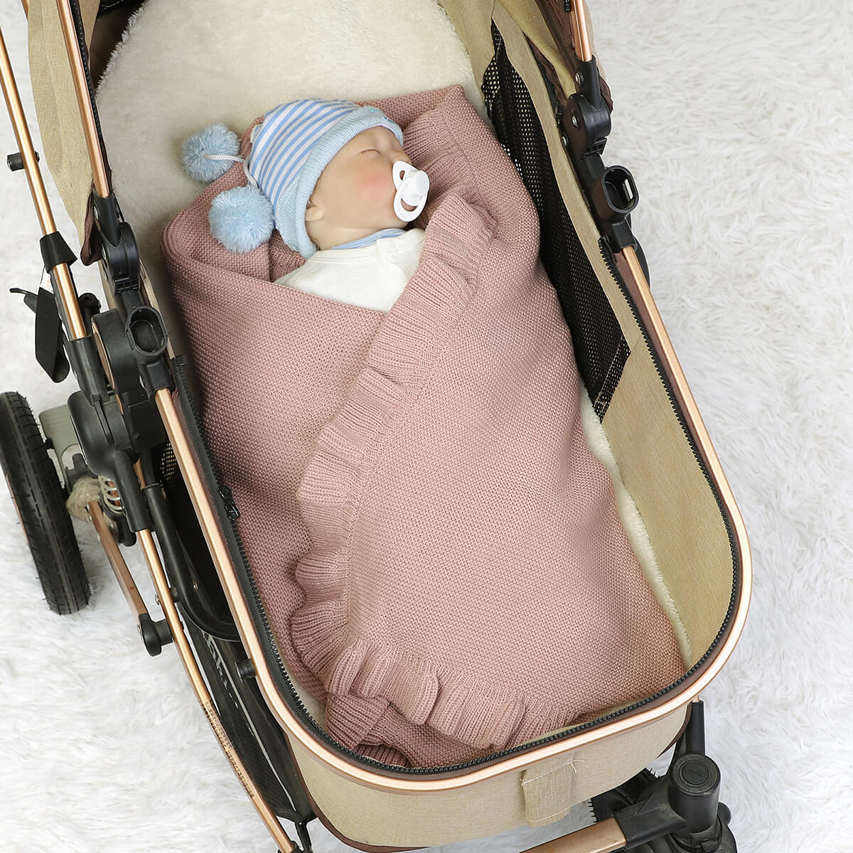 Knitted Solid Color Baby Blanket