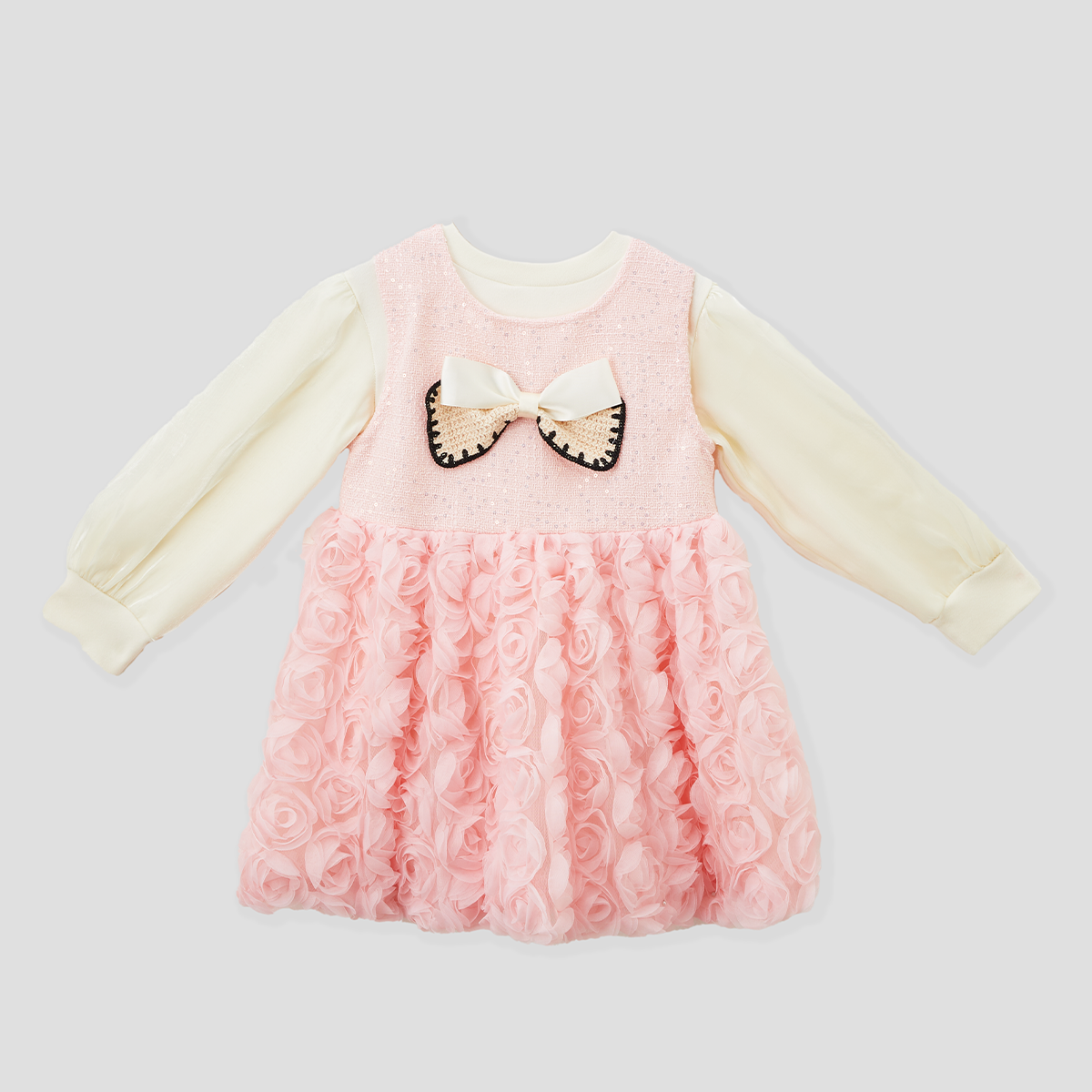 2–7 Years 2-Piece Rose Party Layered Dress
