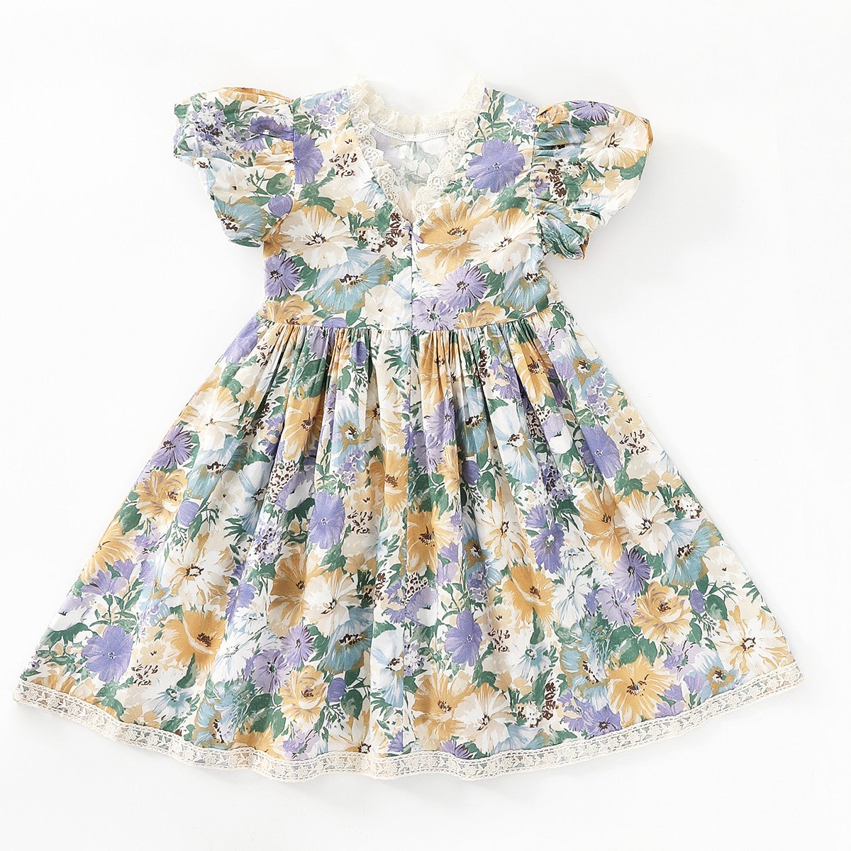 فستان دانتيل حلو بأكمام منفوخة