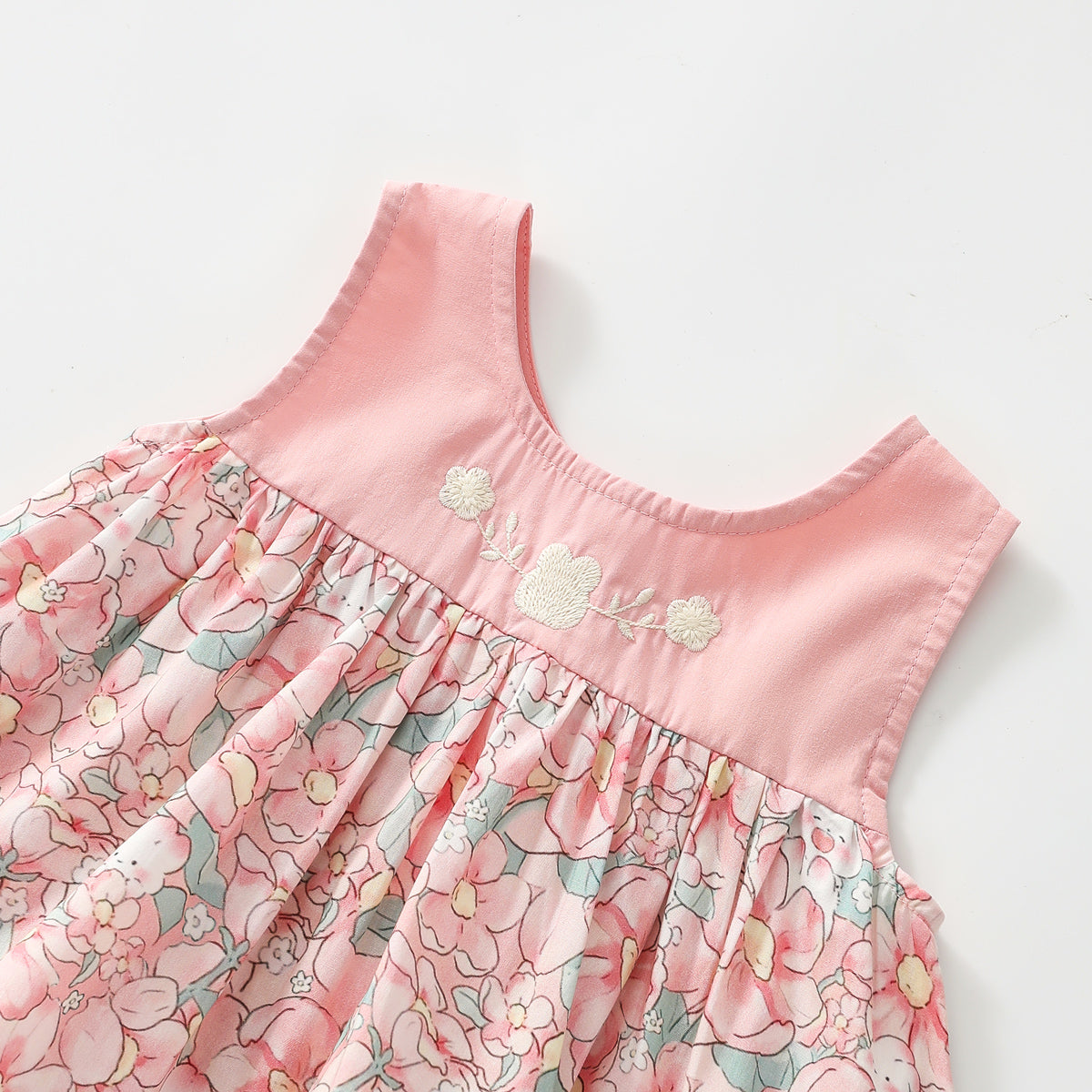Girls Pink Rabbit Floral Vest Blouse