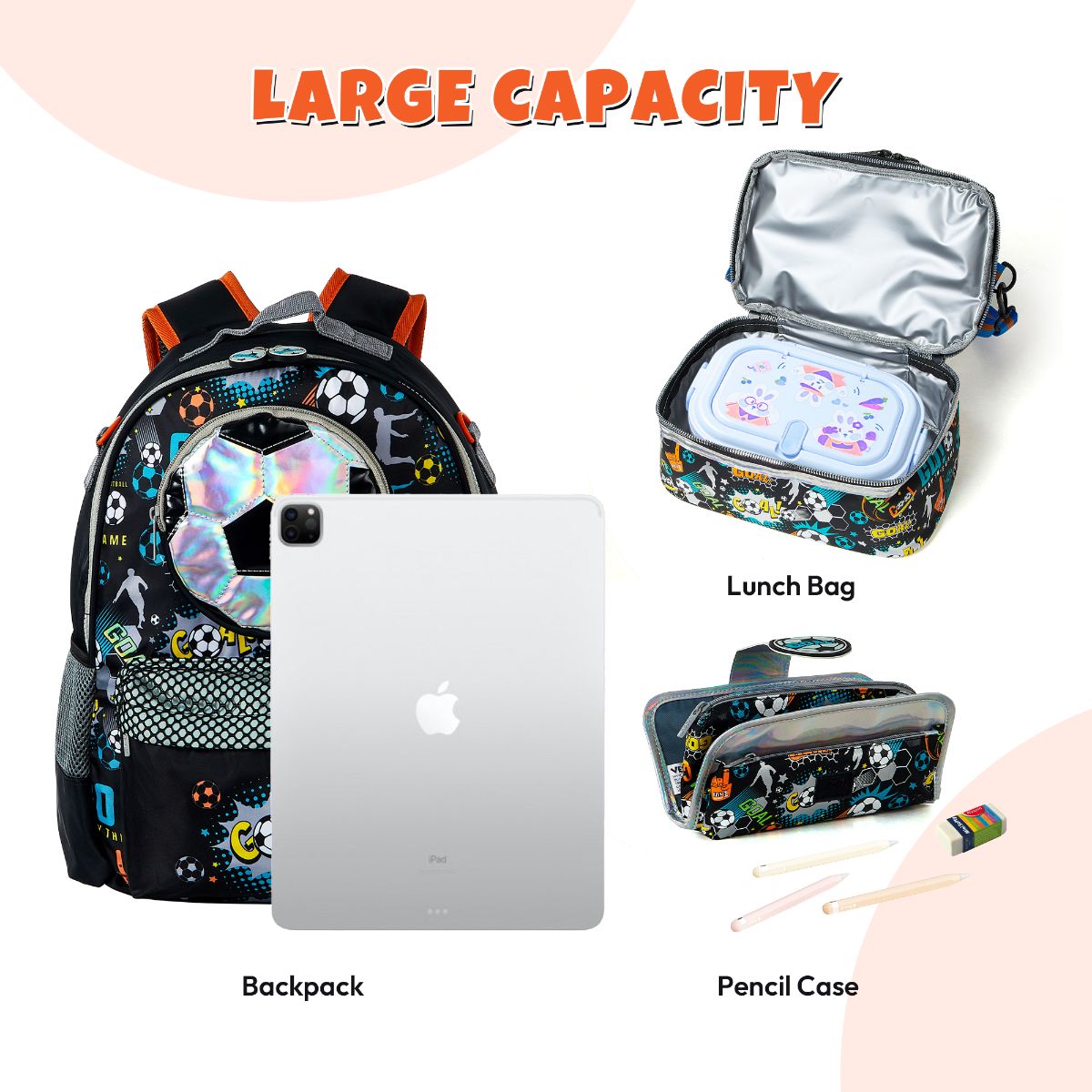 3-in-1 Soccer School Backpack Set