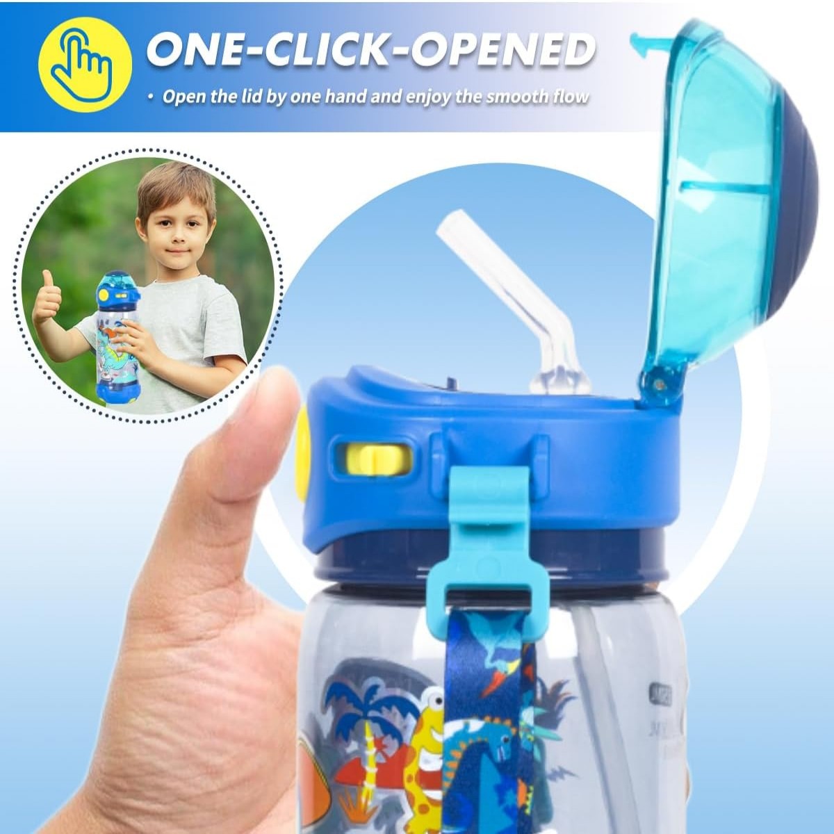 600ml Portable Student Straw Water Bottle