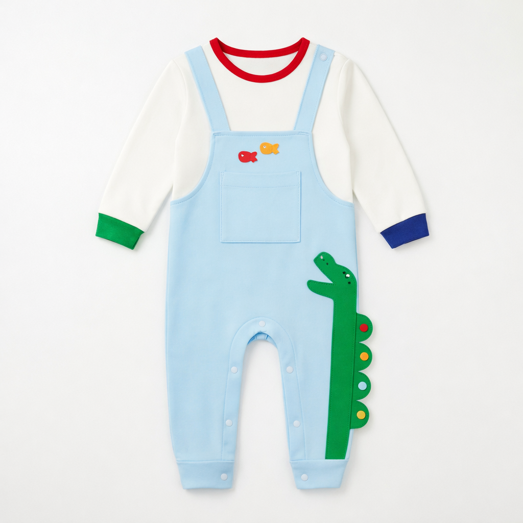 3-18 Months Cotton Faux Two-Piece Romper