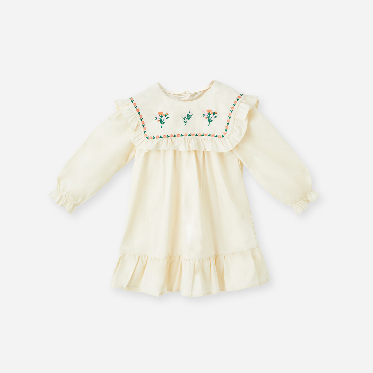 1–8 Years Collared Embroidered Dress
