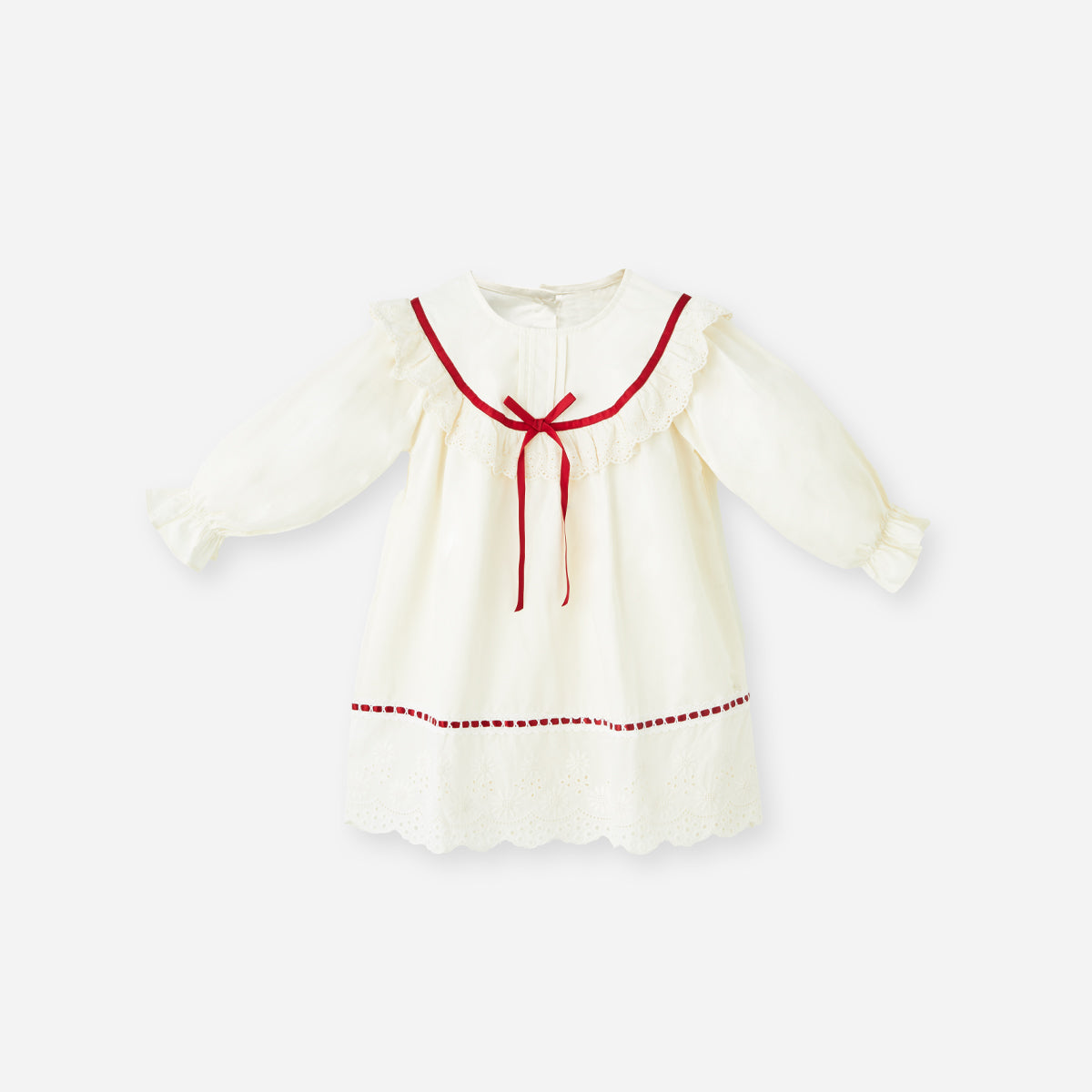 2–8 Years Cotton Lace-Trim Dress