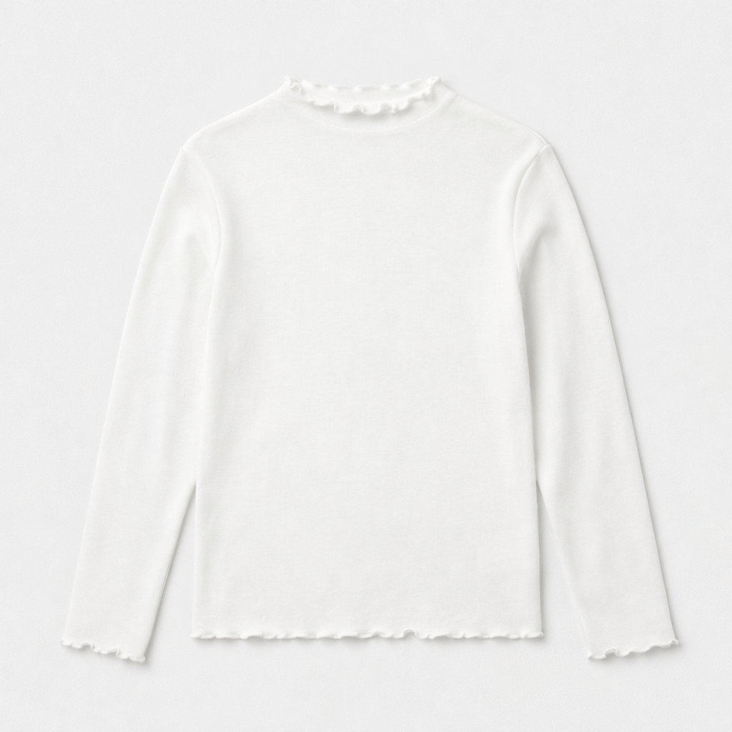 5-10 Years Thick Ruffled Mock Neck Top