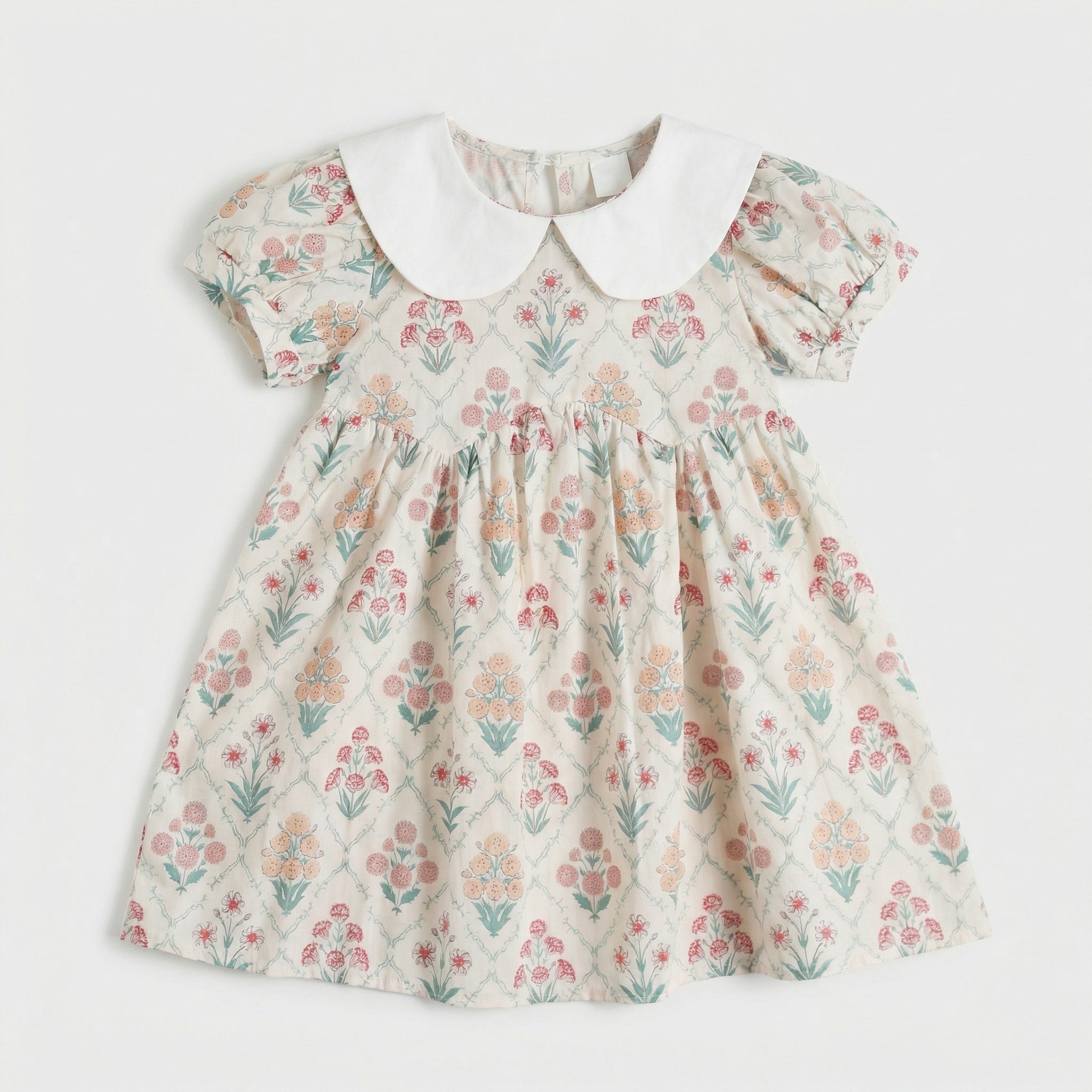 Botanical Floral Print Peter Pan Collar Dress Girl