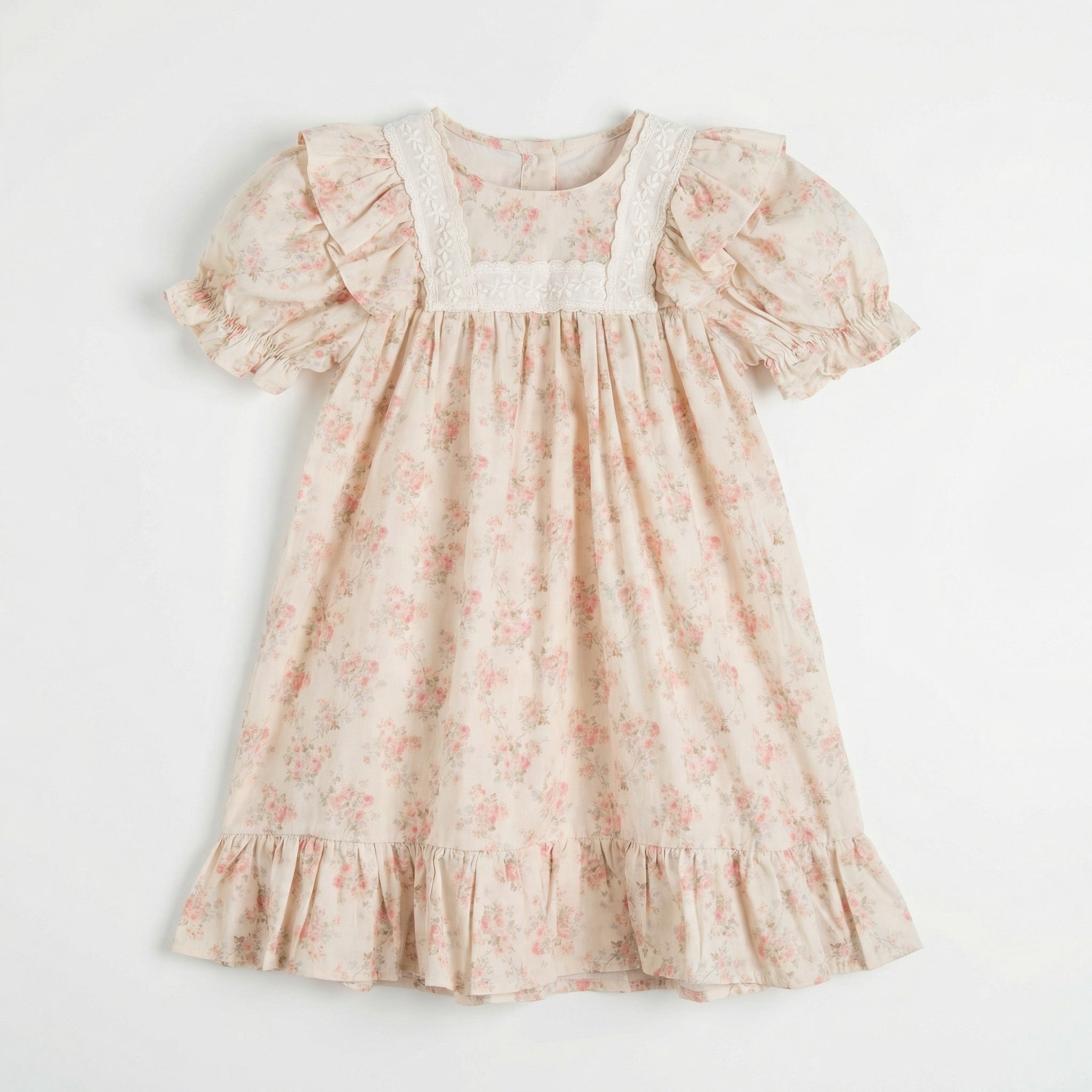 French Vintage Floral Lace Dress Girl