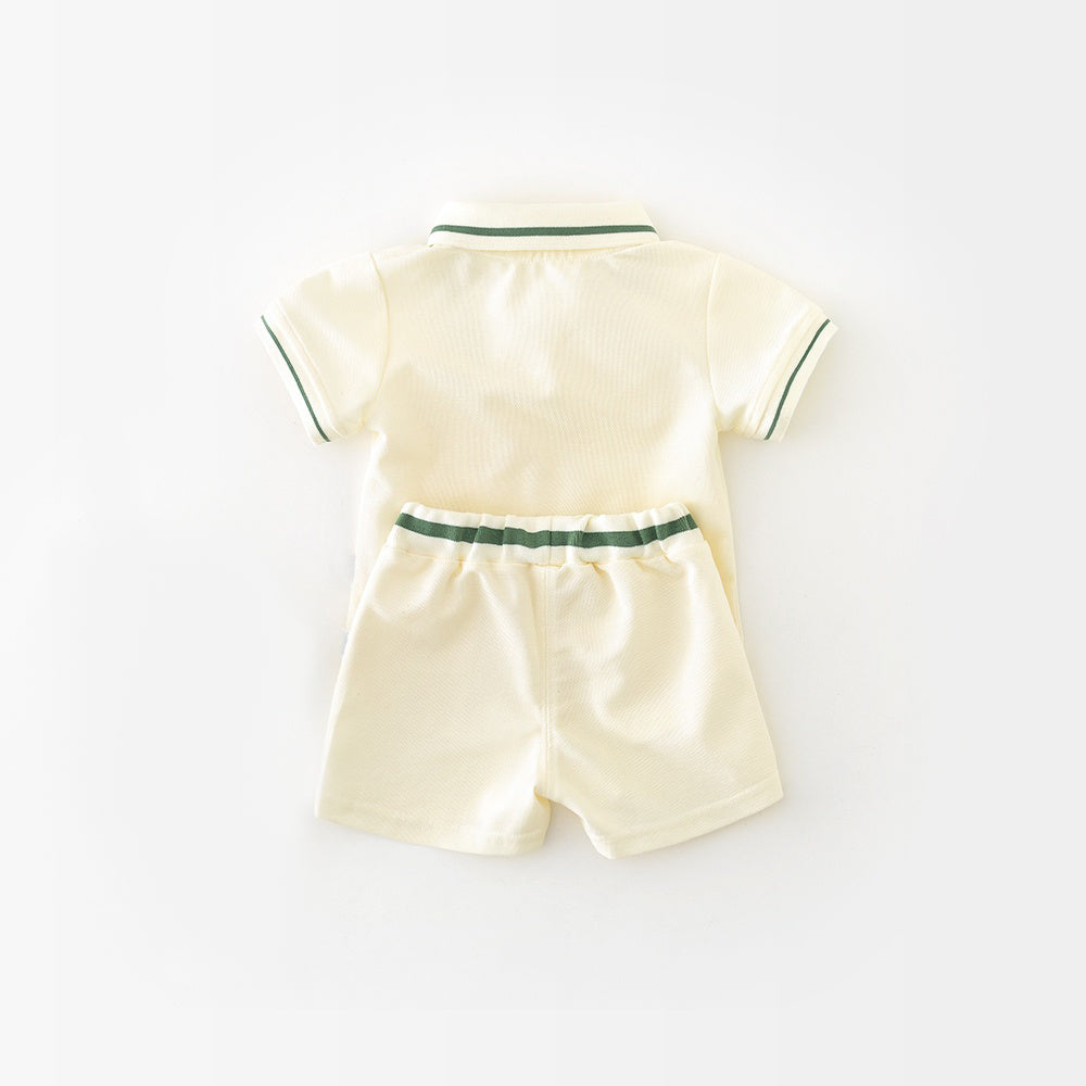 Cartoon Smile Short Sleeve Polo Suit Boy