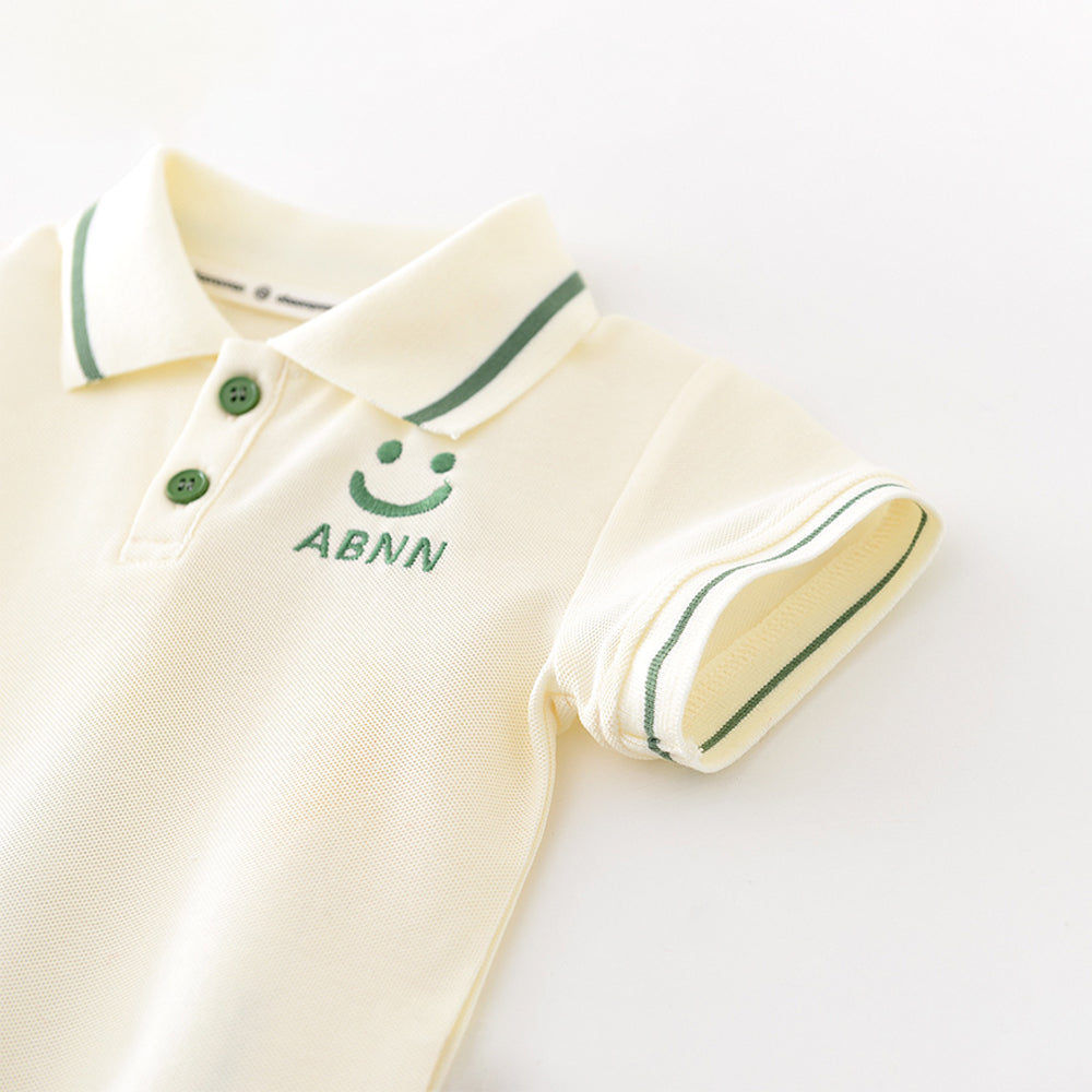 Cartoon Smile Short Sleeve Polo Suit Boy