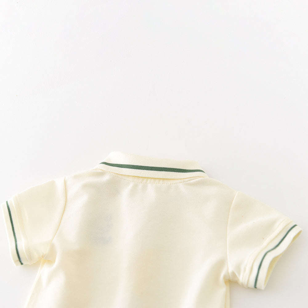 Cartoon Smile Short Sleeve Polo Suit Boy