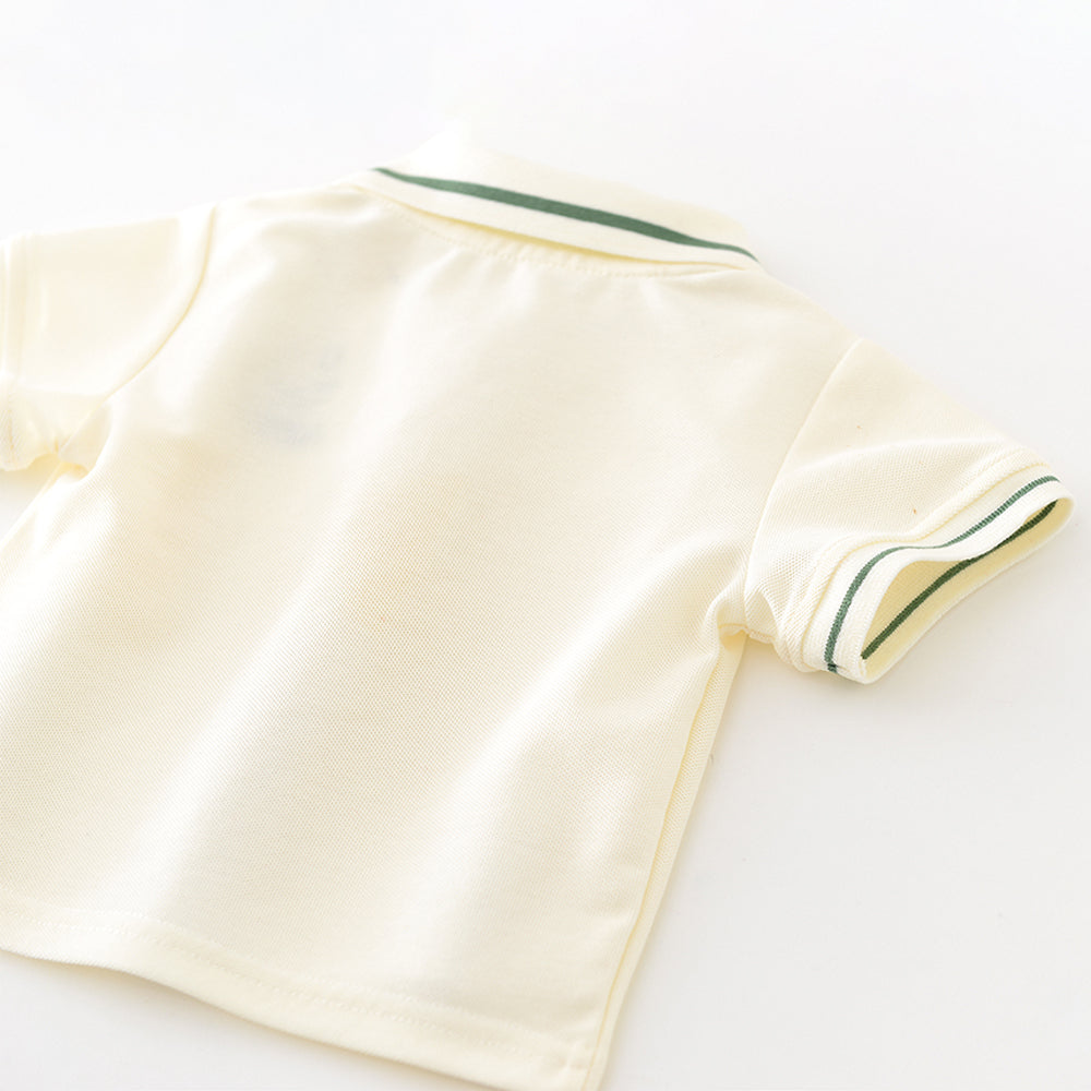 Cartoon Smile Short Sleeve Polo Suit Boy