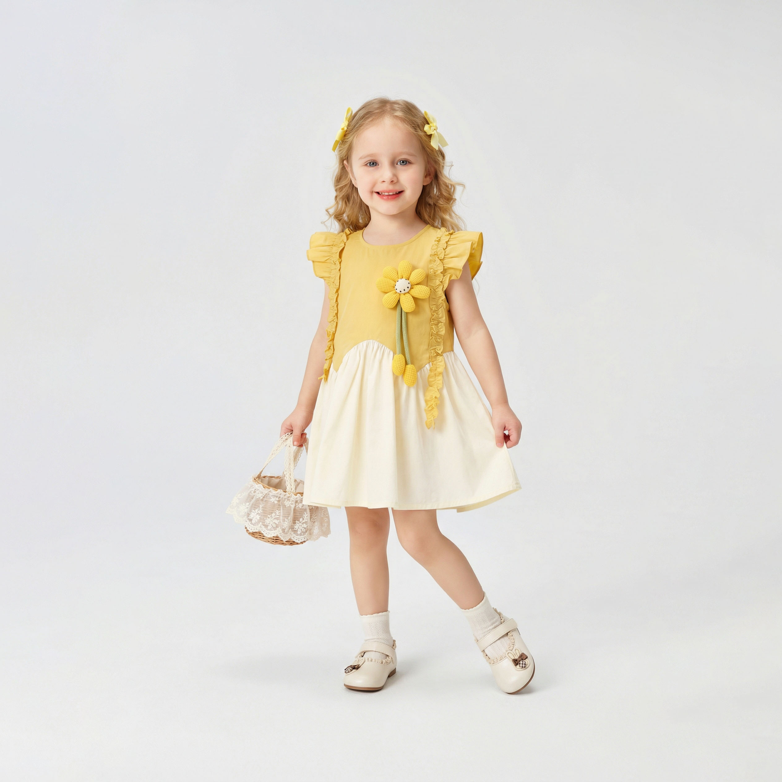 Little Yellow Flower Dress Girl