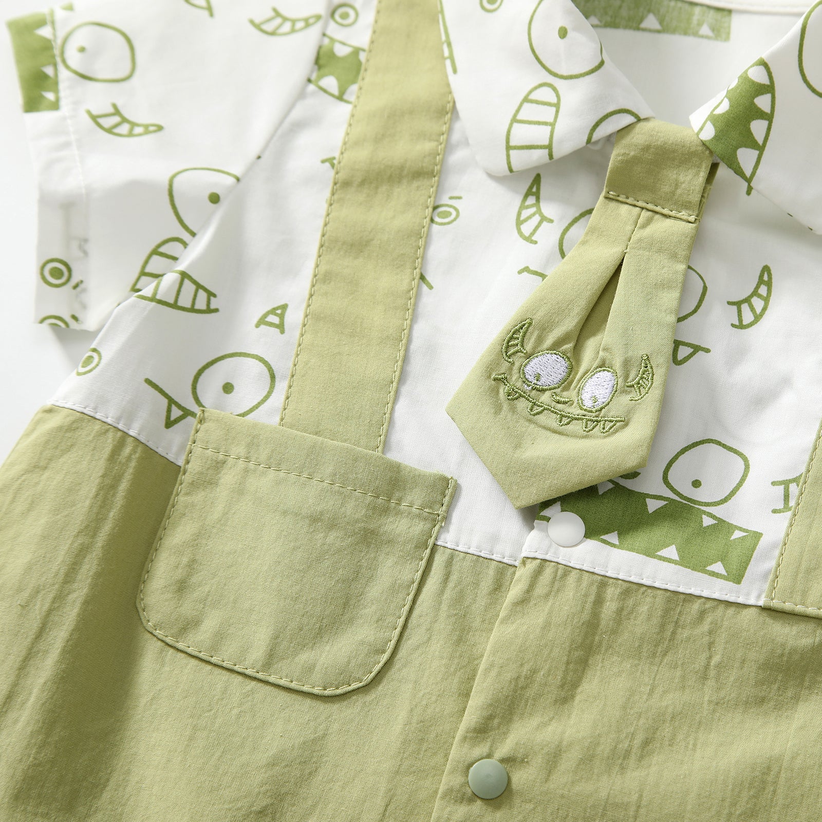 Faux Two-piece Monster Jumpsuit Boy