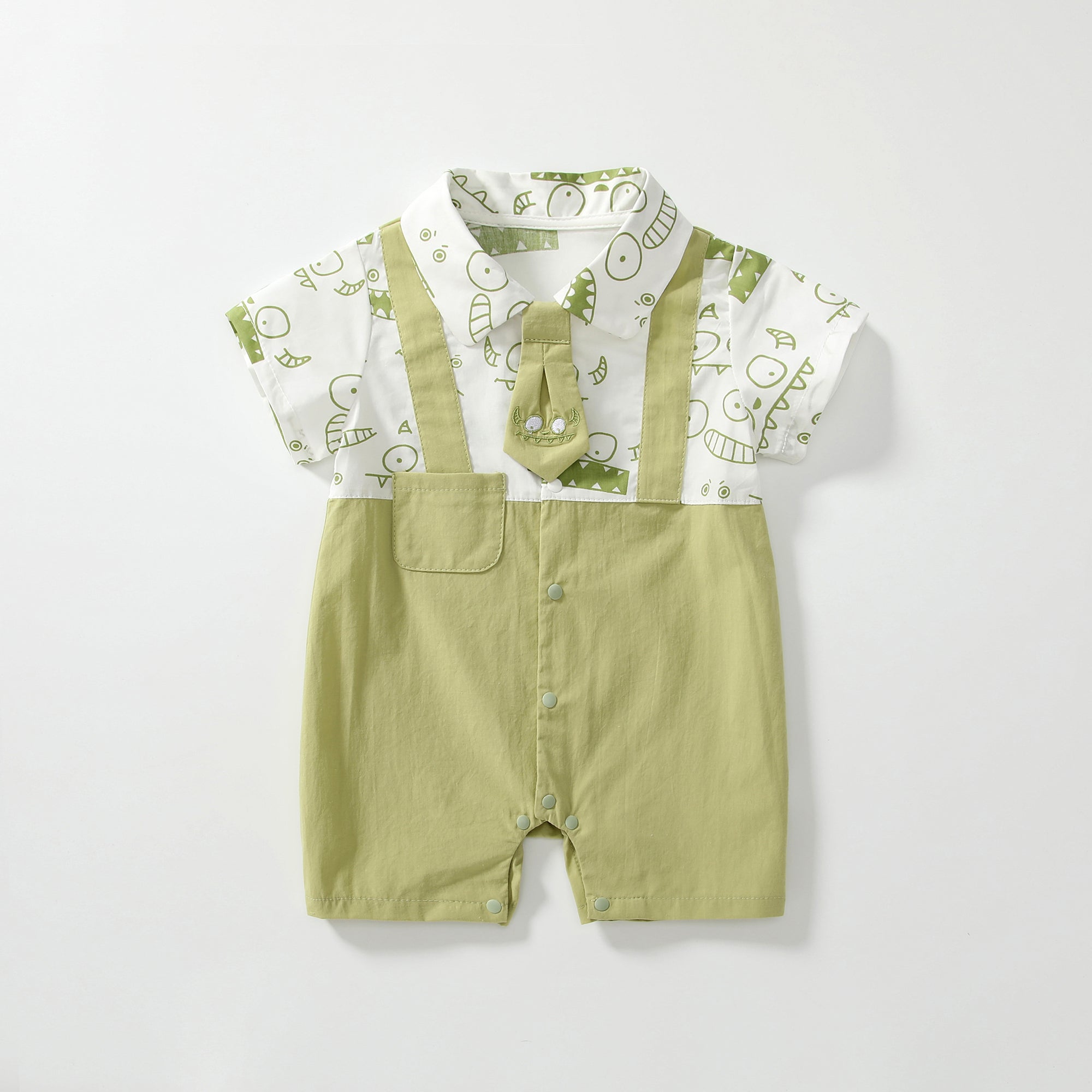 Faux Two-piece Monster Jumpsuit Boy