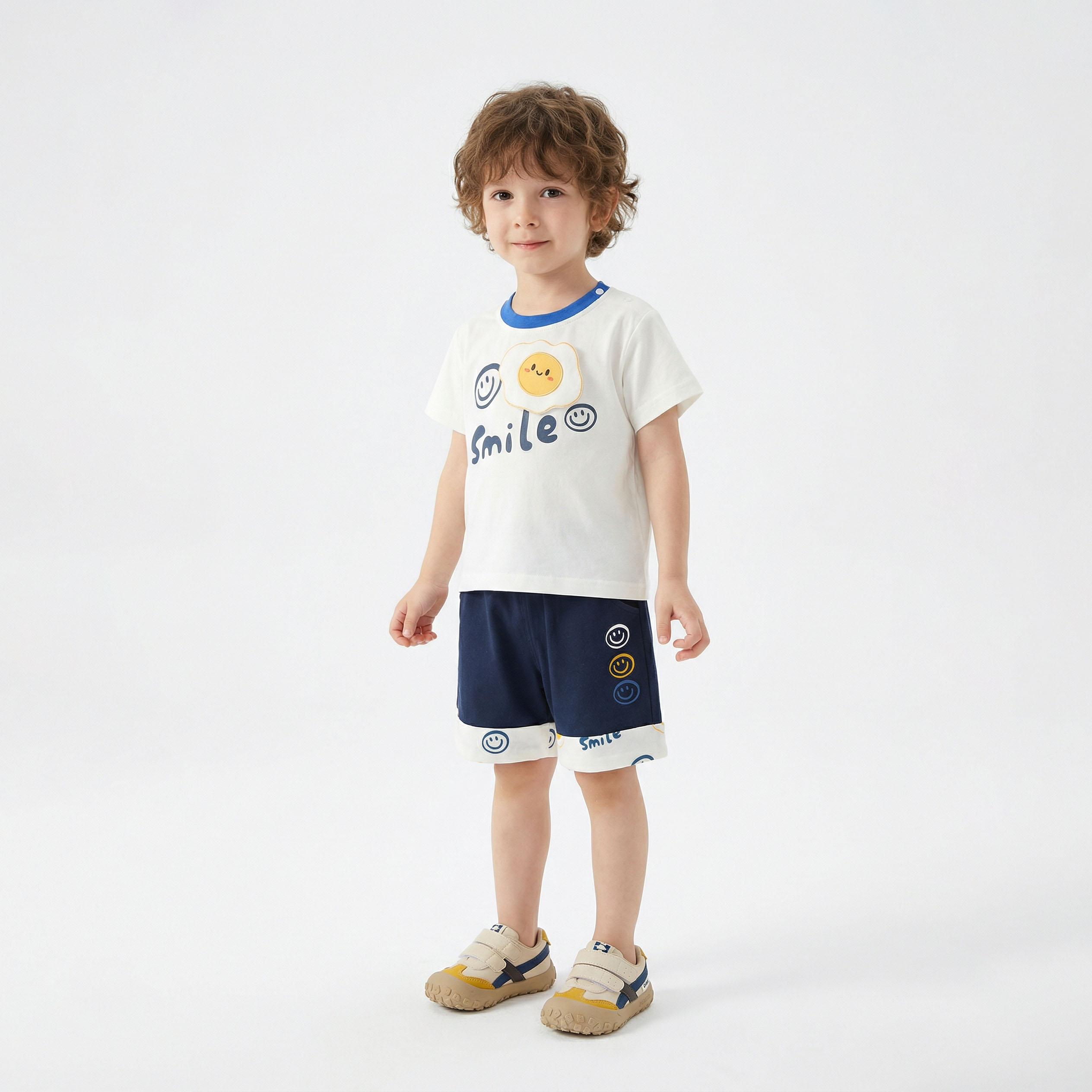 Smiling Fried Egg Short Sleeve Suit Boy