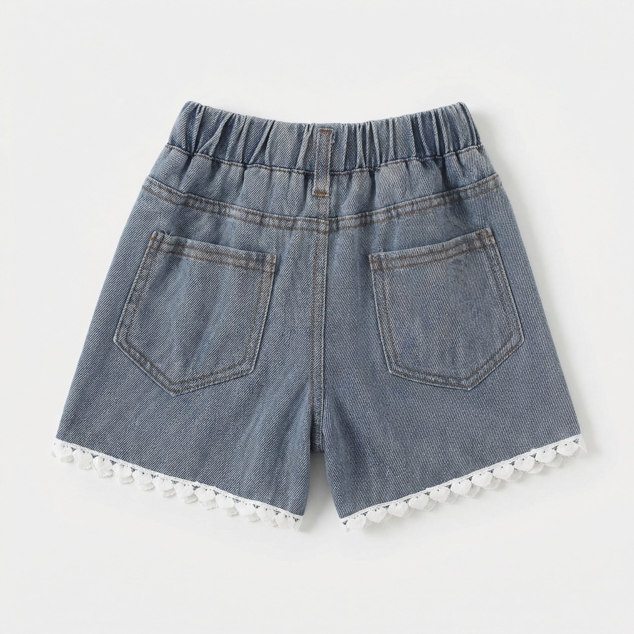 Lapel Tiered Embroidery Shirt Denim Girl