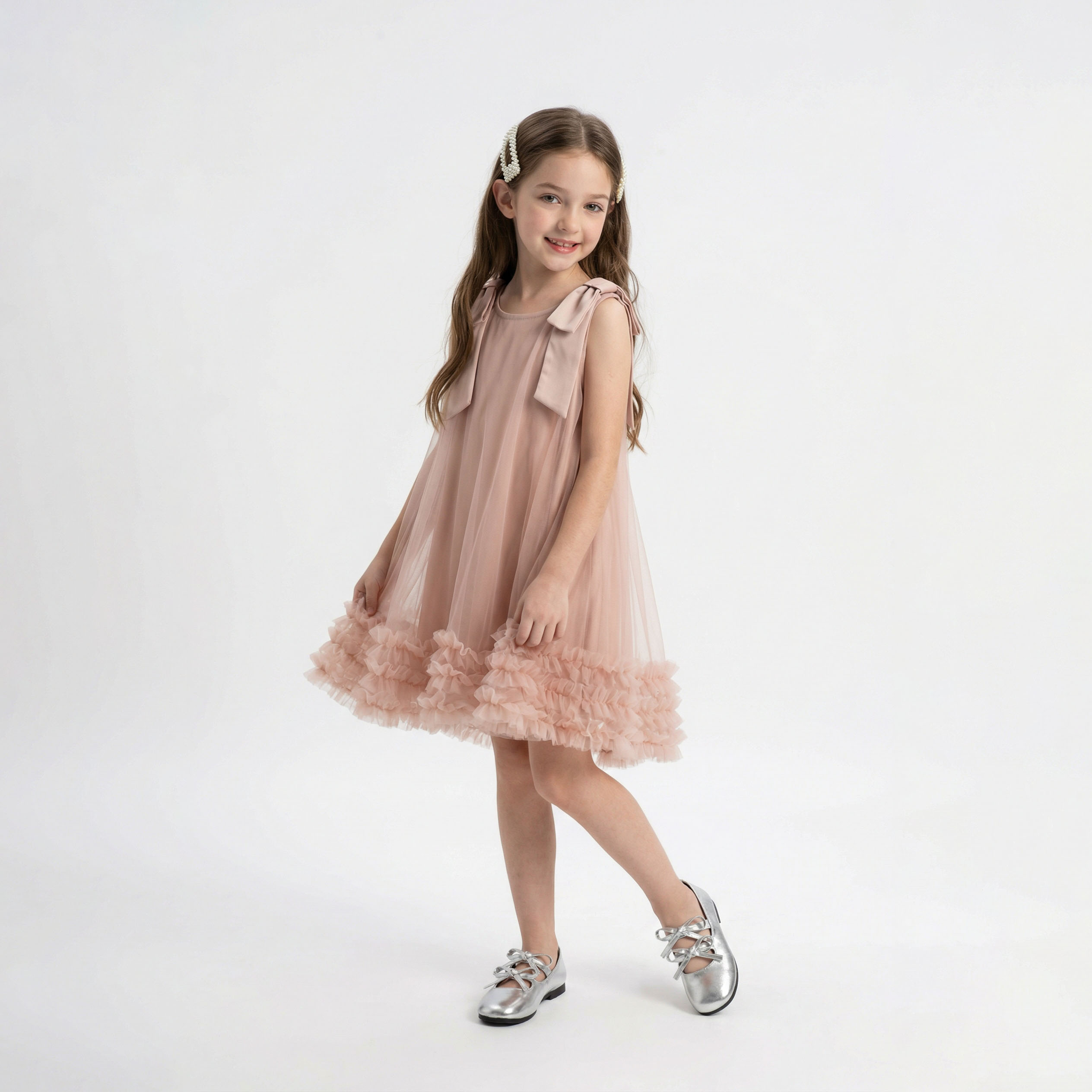 Spaghetti Strap Bow Multi-layer Tiered Dress For Party Girl