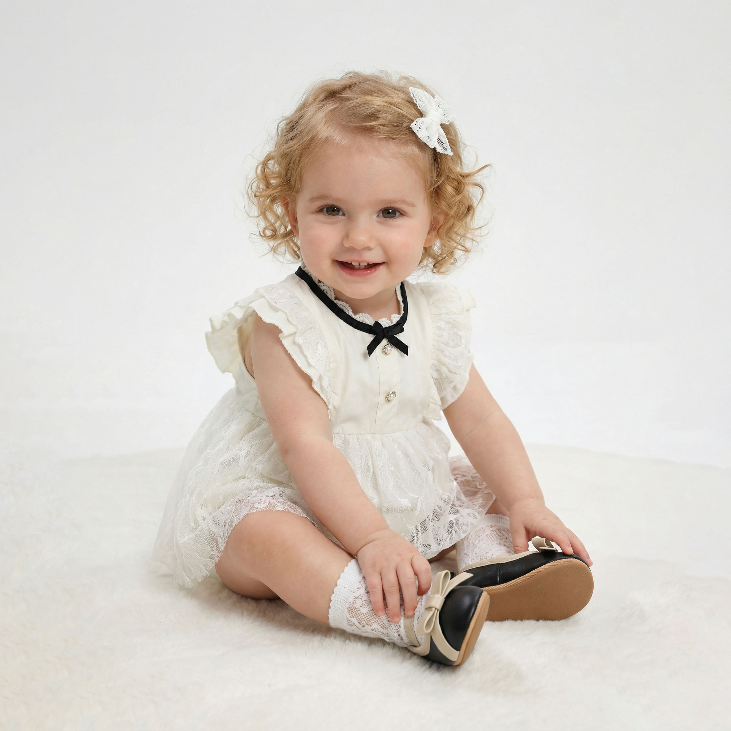 Black Ribbon Lace Dress Girl