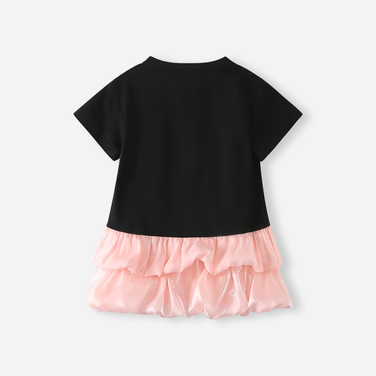 Cartoon Print Sweet Patchwork Bubble Dress Black Girl