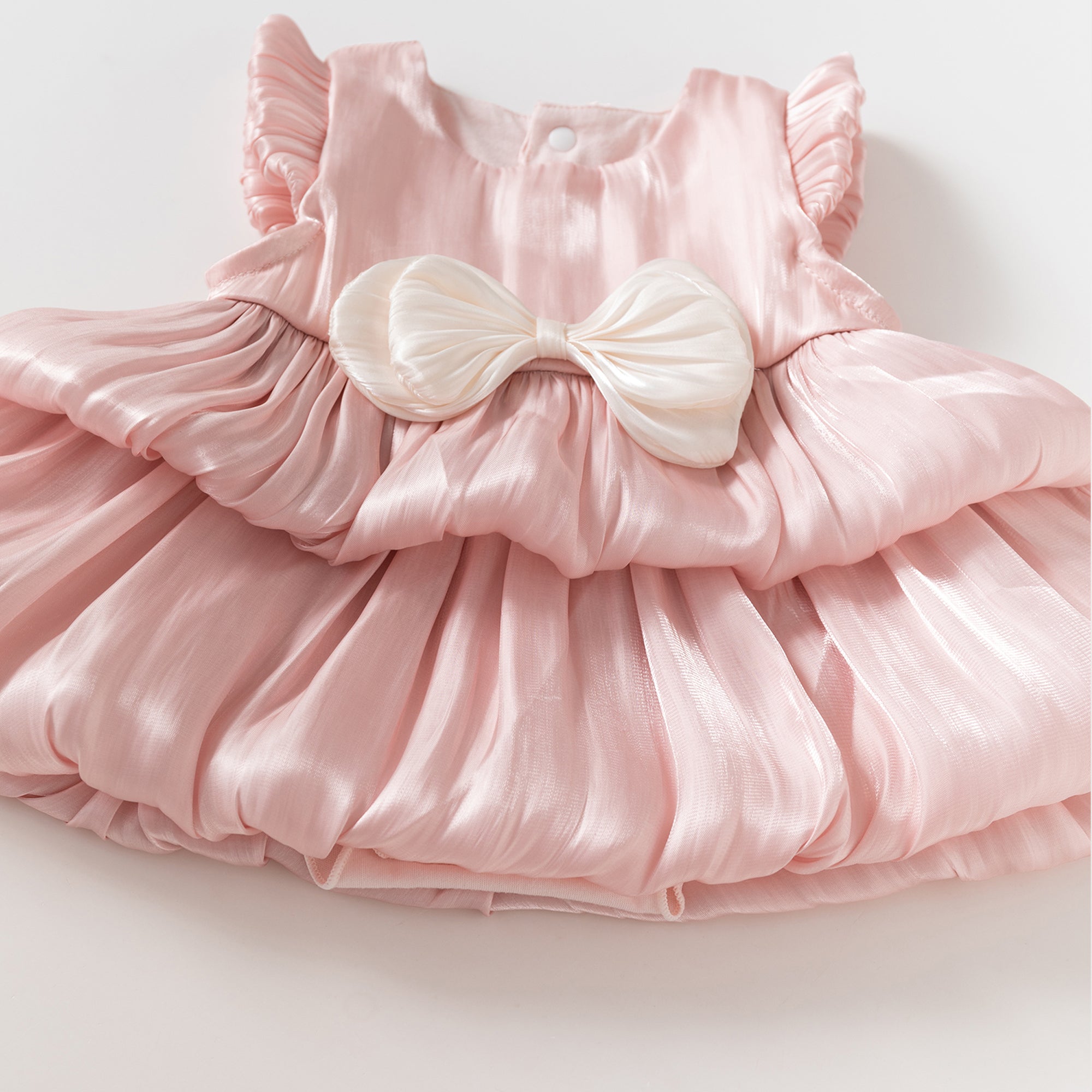 Double Layer Cloud Tulle Tiered Dress Pink For Party Girl