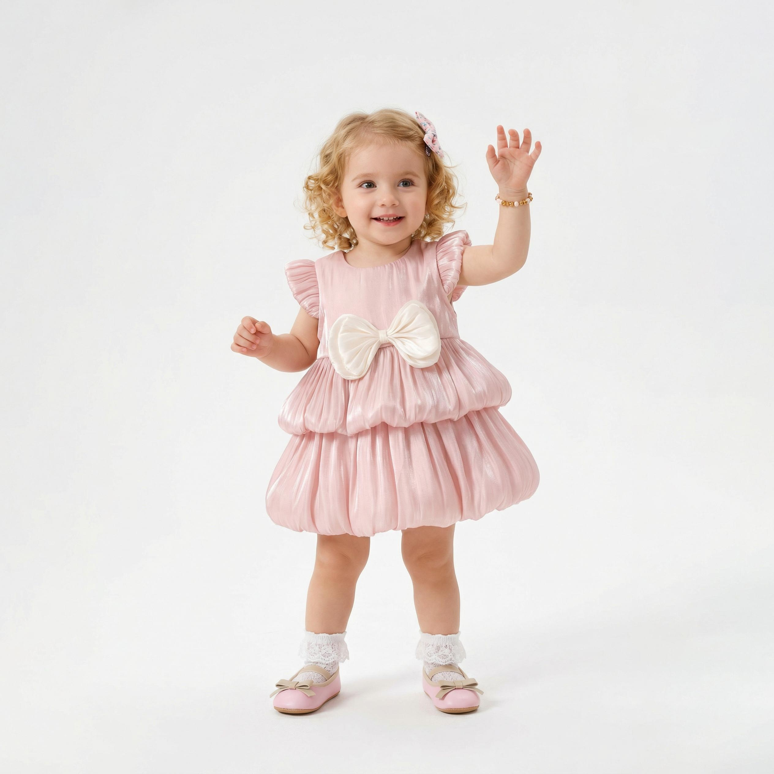 Double Layer Cloud Tulle Tiered Dress Pink For Party Girl