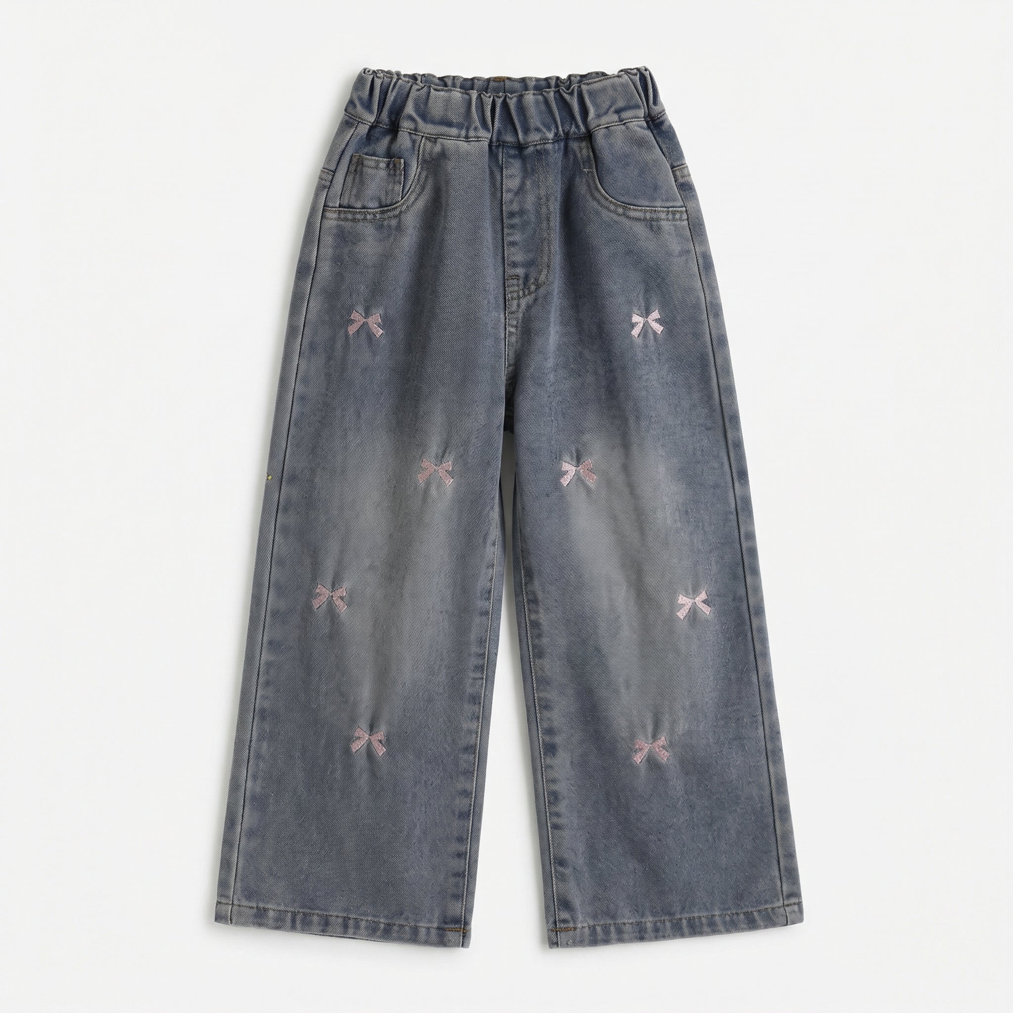 Embroidered Bow Denim Denim Girl