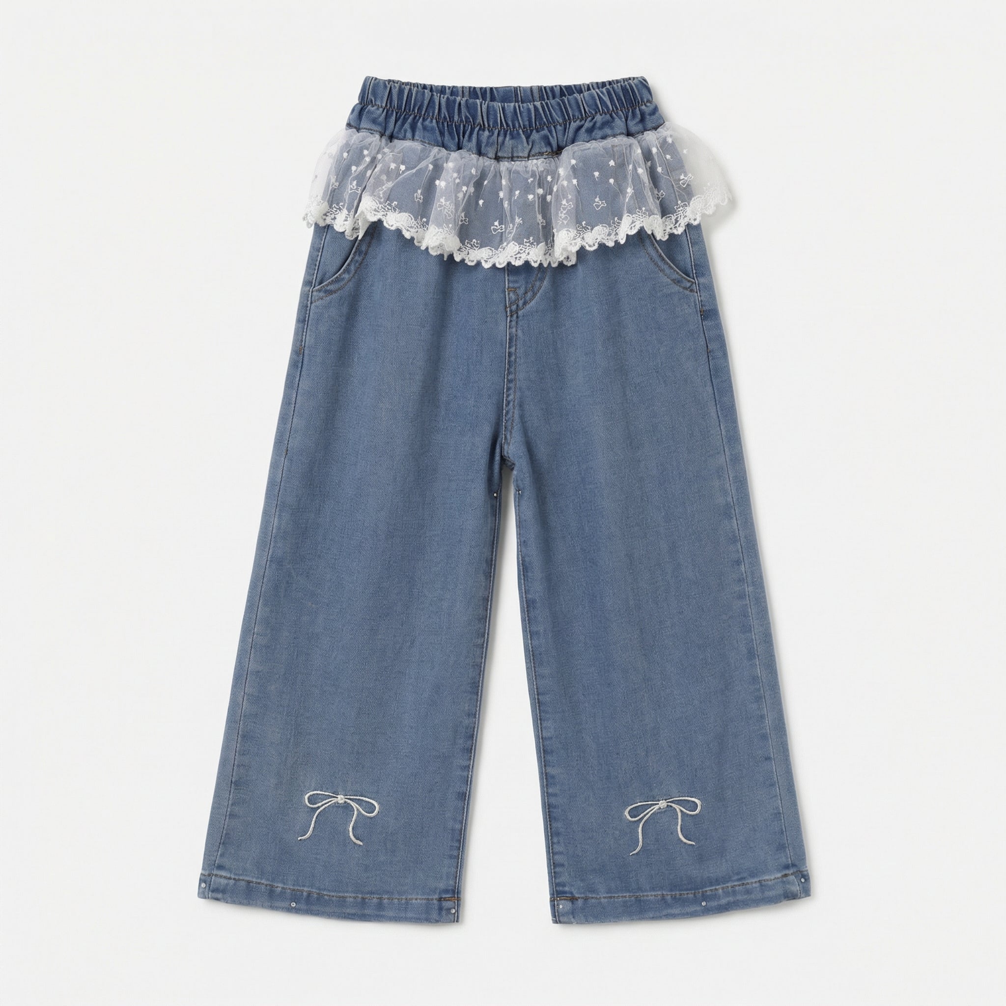 Bow Back Flap Wide Leg Denim Denim Girl