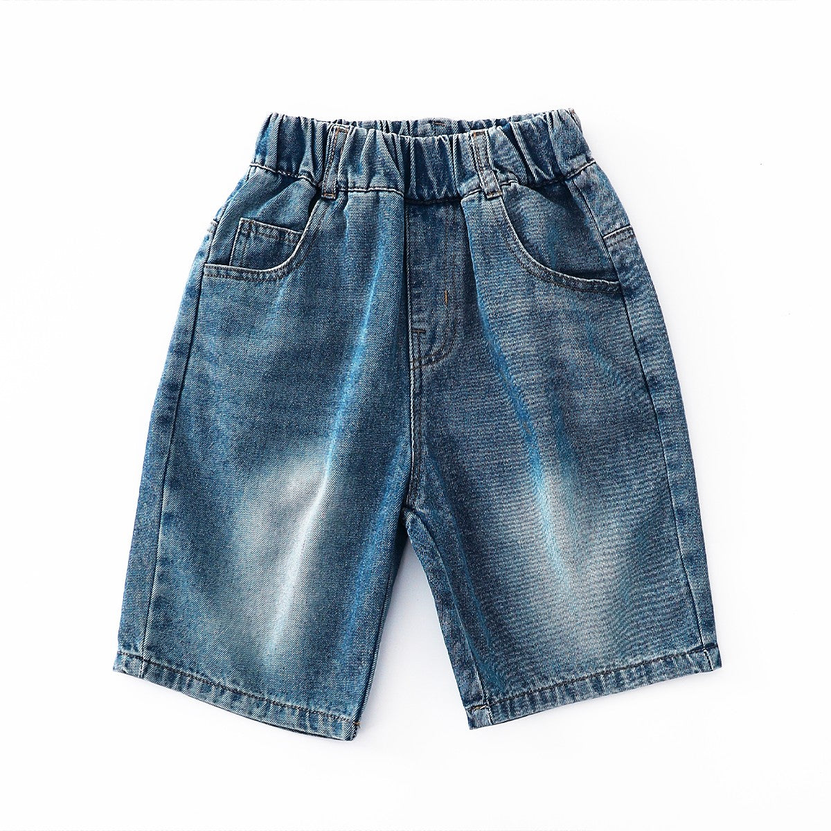 Letter Print Lightweight Denim Shorts