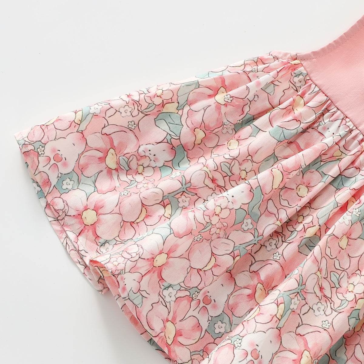 Girls Pink Rabbit Floral Vest Blouse