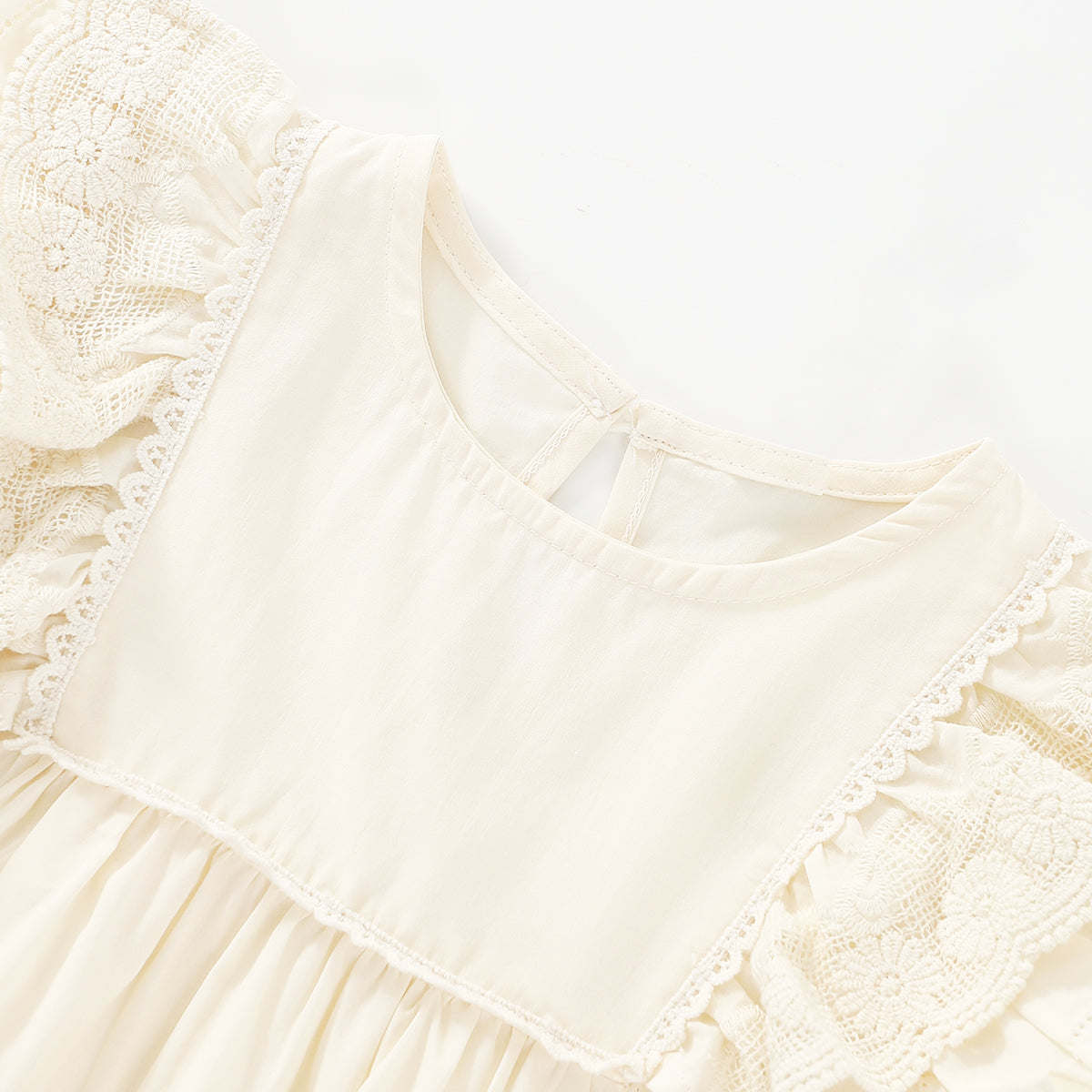 Sweet Lace Solid Color Short Sleeve Blouse