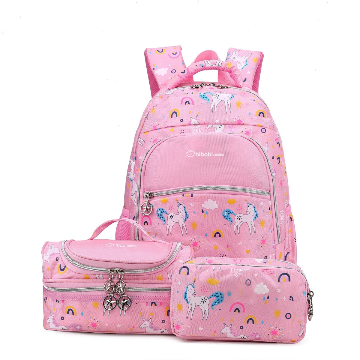 Pink Unicorn Kids School Backpack 4PCS Set