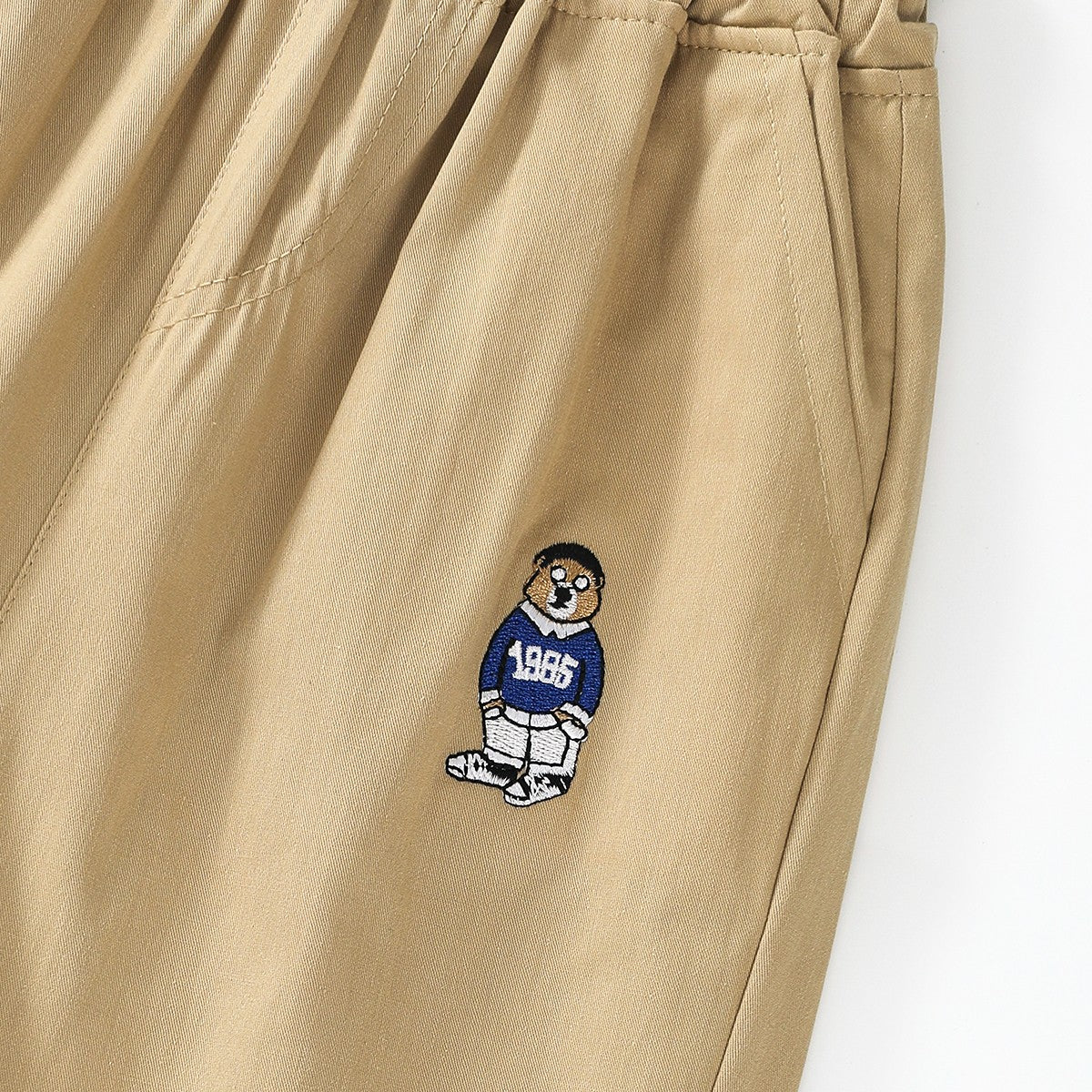 Bear Embroidery Woven Shorts