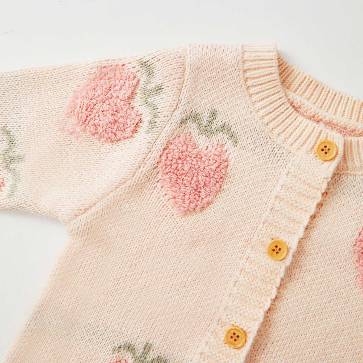 Sweet Strawberry Knitted Baby Girl Romper - Long Sleeve Warm Jumpsuit for Autumn Winter