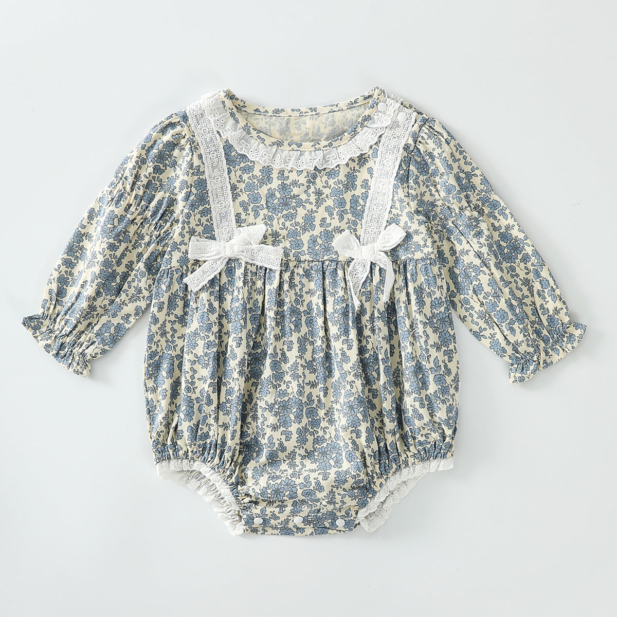 Lace floral long-sleeved triangle romper