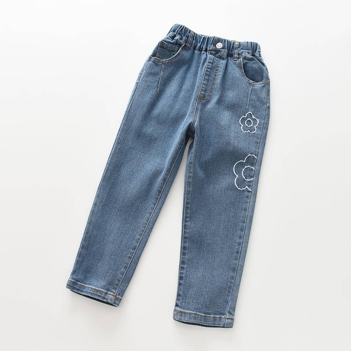 Floral Embroidered Denim Pants