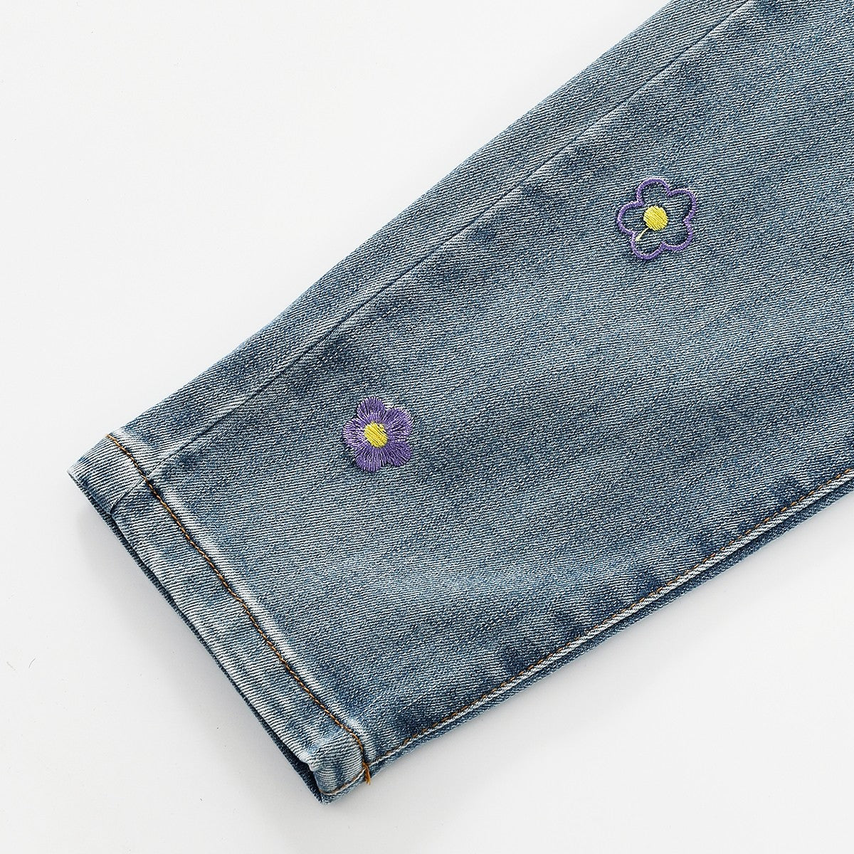 Floral Embroidered Denim Pants