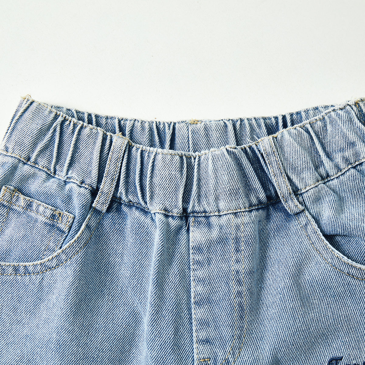 4-9 Years Embroidered Denim Wide-Leg Pants