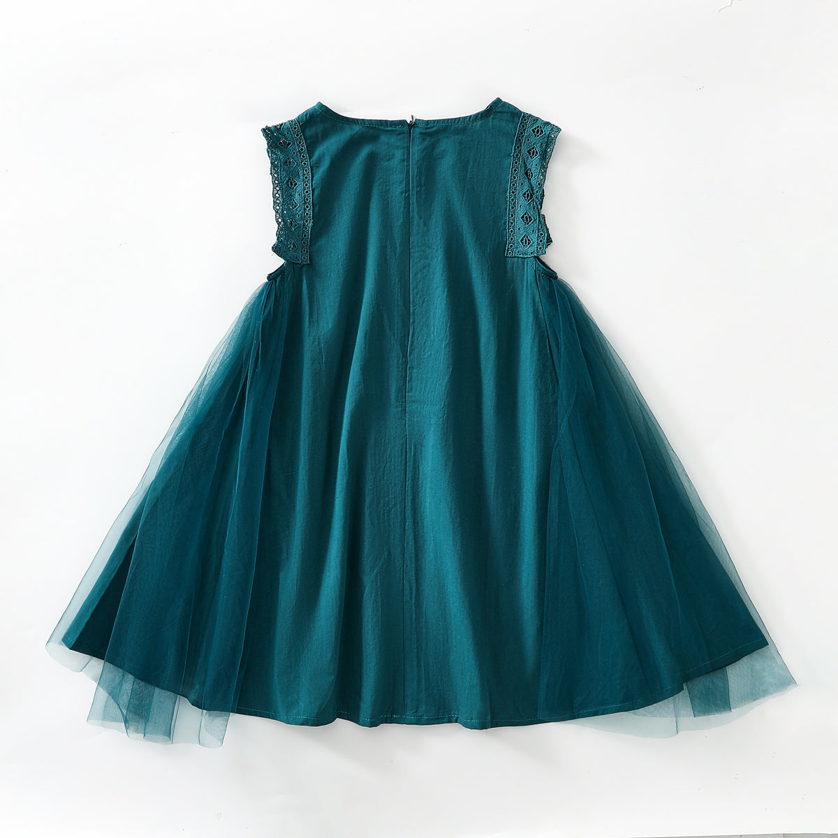 Mesh stitching lace vest dress